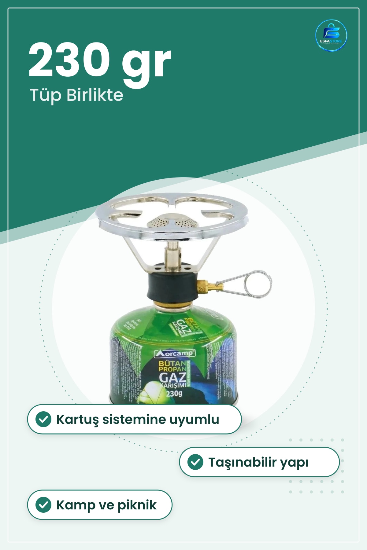 Siboplu Kartuş Kamp Ocakı 230 gr Tüp Taşınabilir Pratik Piknik Outdoor Seyahat Mutfak Ocakları