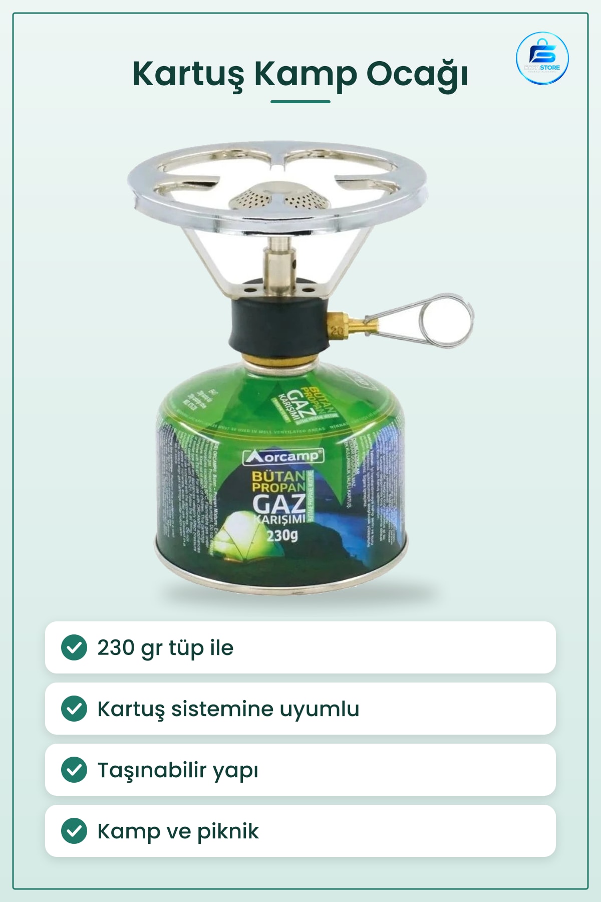 Siboplu Kartuş Kamp Ocakı 230 gr Tüp Taşınabilir Pratik Piknik Outdoor Seyahat Mutfak Ocakları
