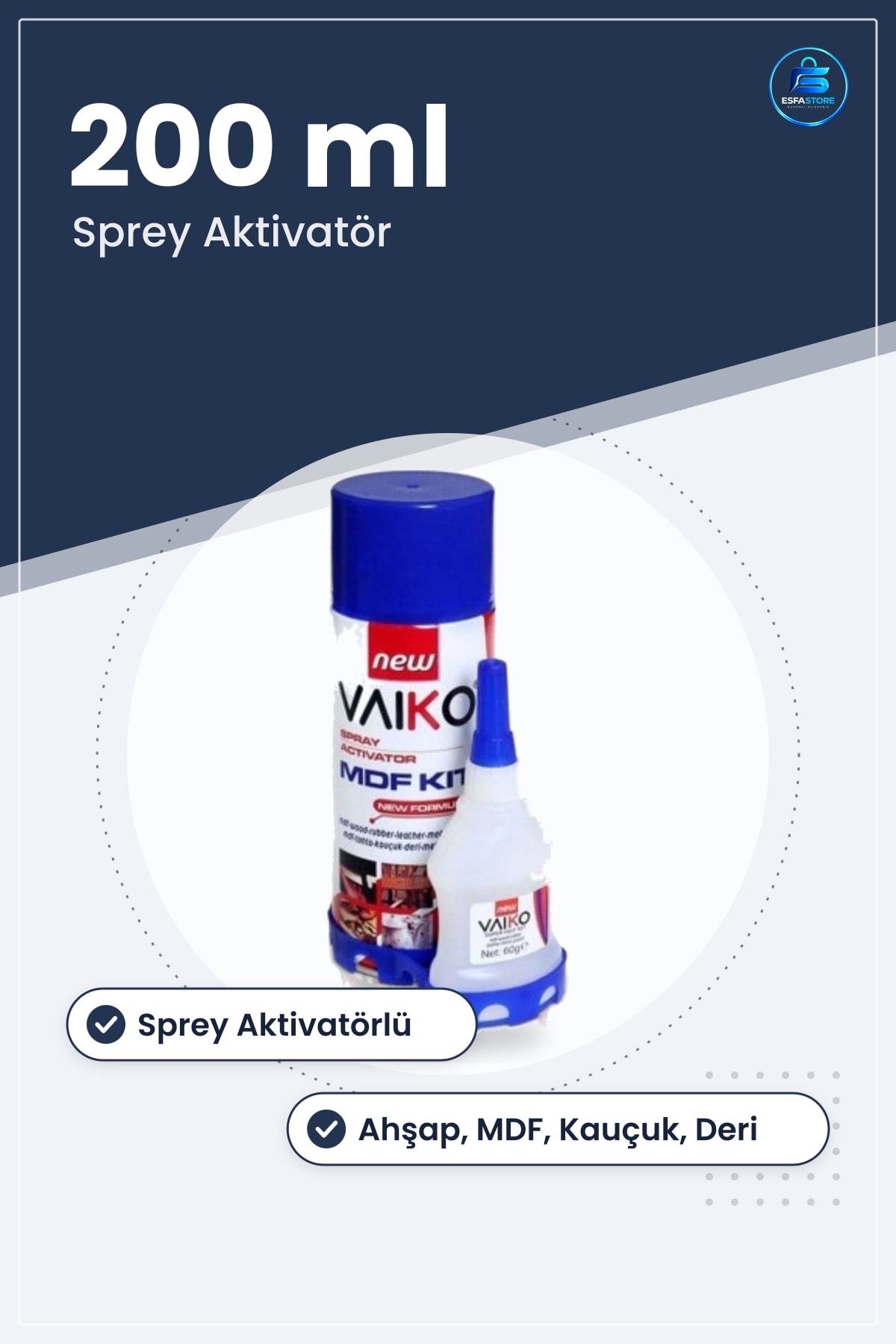 Hızlı Yapıştırıcı 200 ml MDF Kiti Sprey Aktivatörlü Ahşap Kauçuk Deri Tamirat Hırdavat Seti