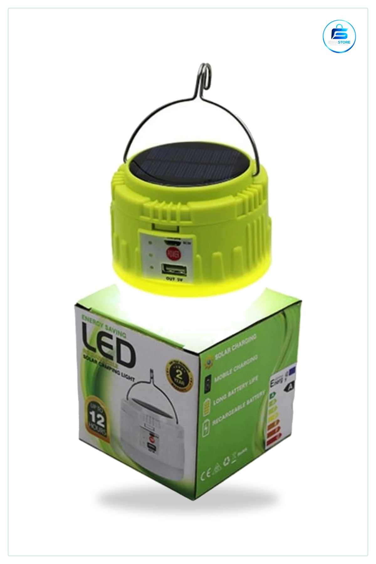 LED Solar Kamp Lambası USB Şarjlı Taşınabilir Kancalı Açık Hava Aydınlatma Işığı Güneş Panelli