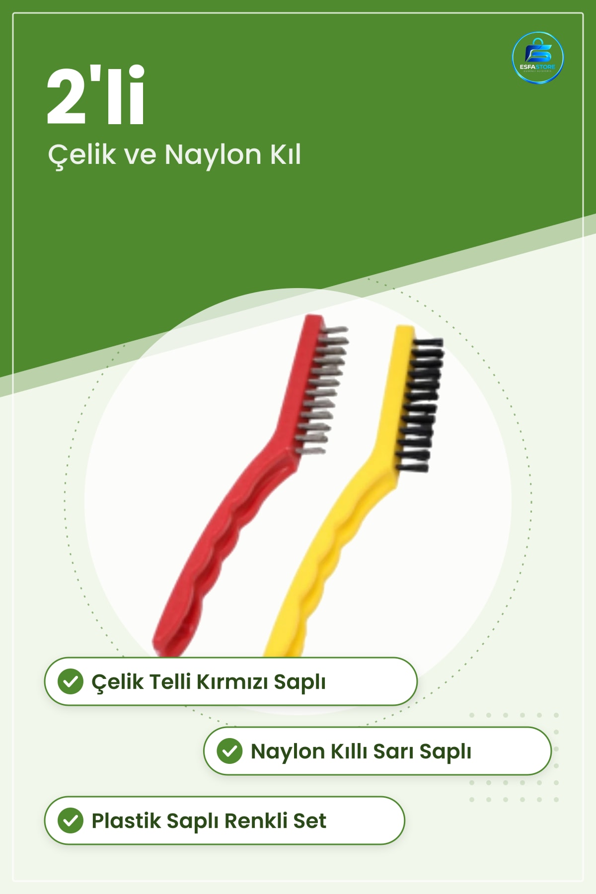 Tel Fırça Seti Çelik Telli Naylon Kıllı Temizlik Fırçası Kir Temizleme Mutfak Banyo