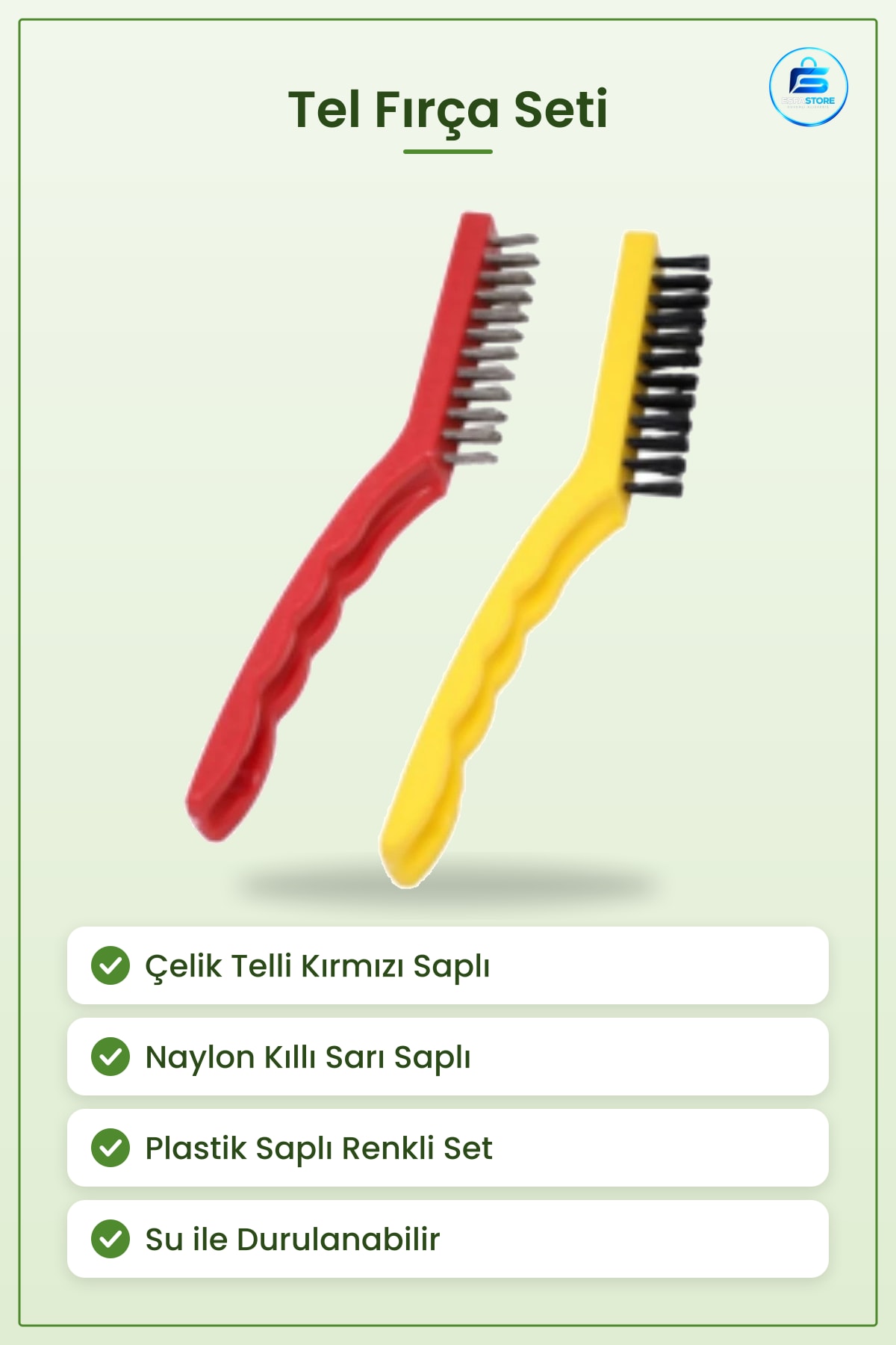 Tel Fırça Seti Çelik Telli Naylon Kıllı Temizlik Fırçası Kir Temizleme Mutfak Banyo