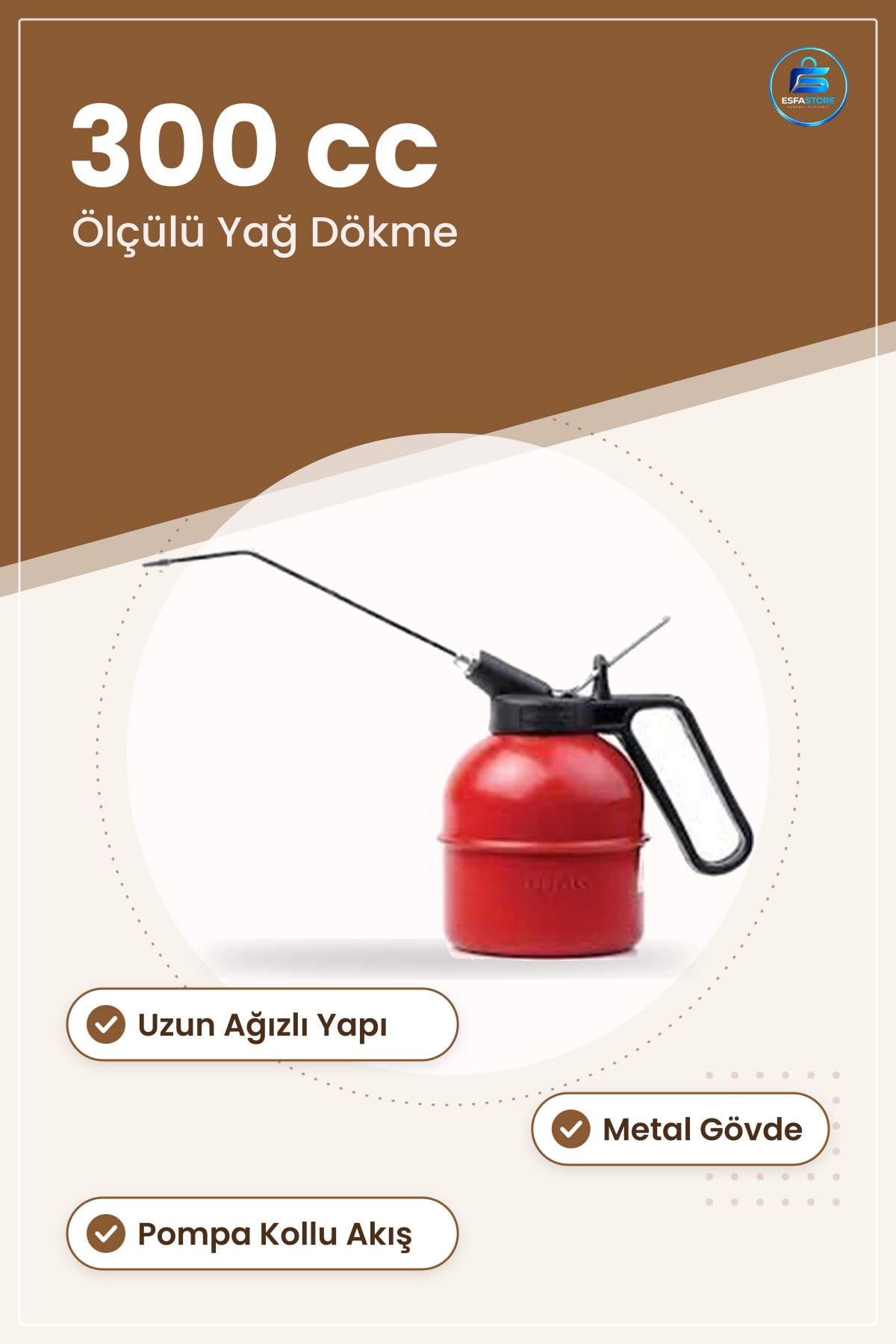 Yağdanlık Metal cc Kırmızı Pompalı Uzun Ağızlı Yağ Dökme Mutfak Ölçülü Ev Atölye