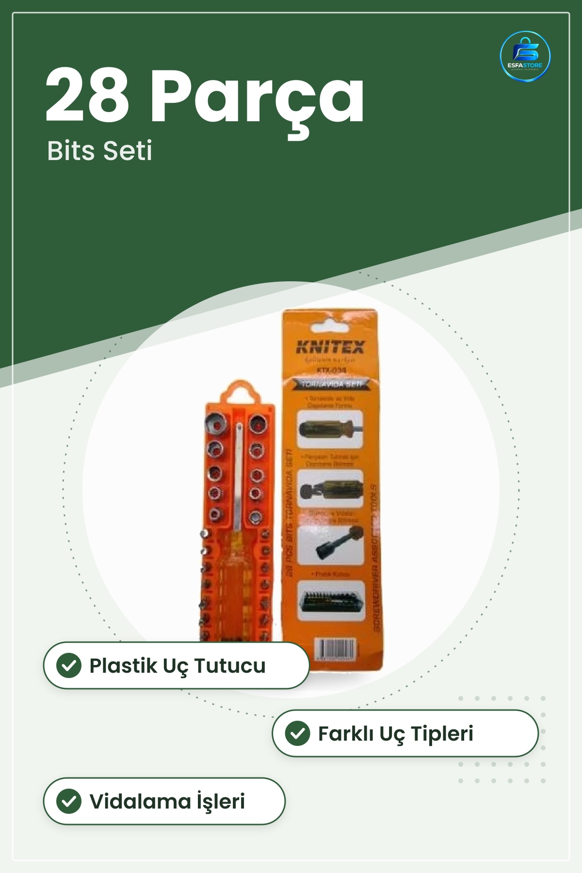 Matkap Ucu 28 Parça Bits Seti Tornavida Uçları Vidalama Aksesuarı Ev Atölye Tamir Aleti