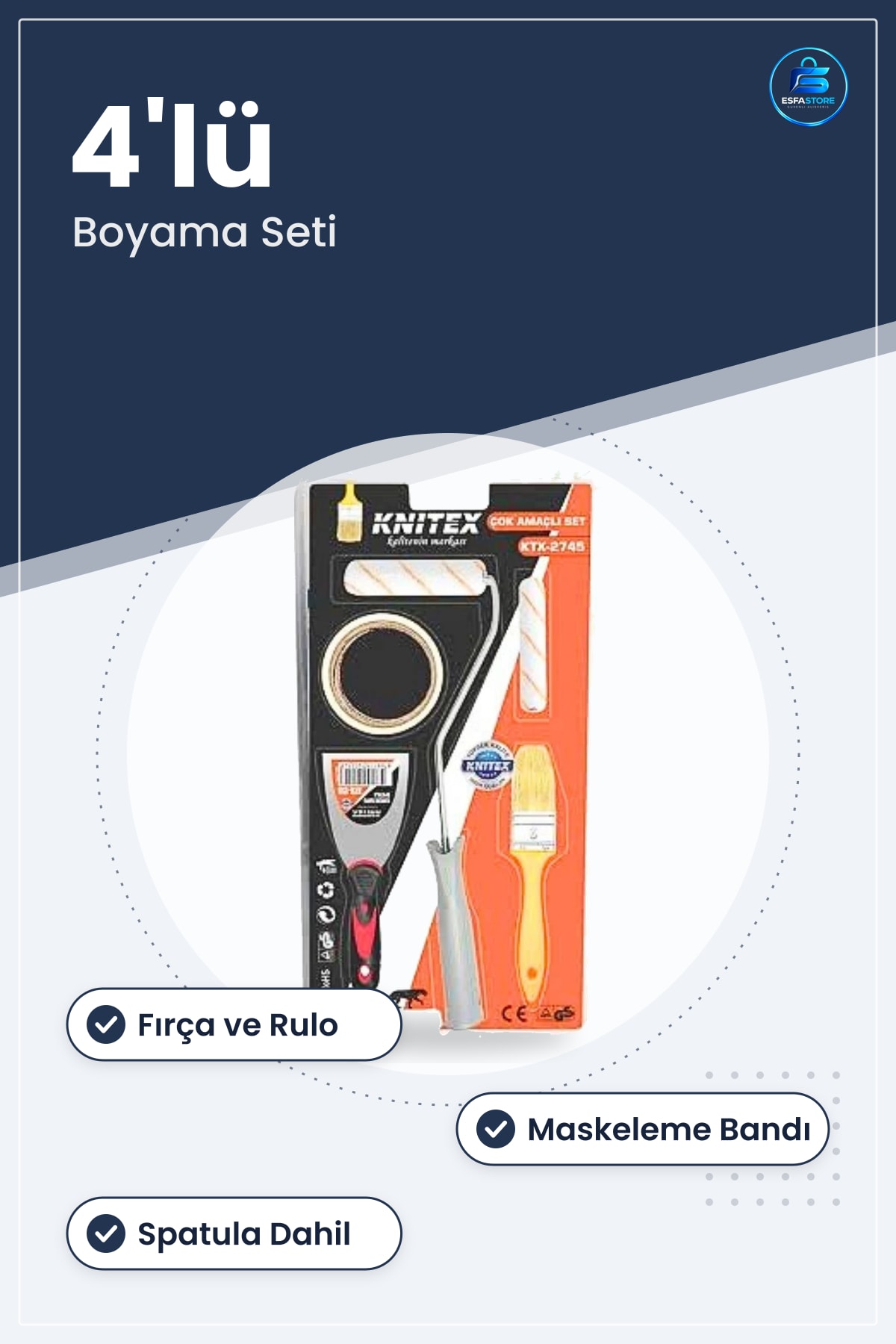 Boyacı Seti Fırça Rulo Maskeleme Bandı Spatula Boyama İşleri İçin Ev Kullanımı Çok Amaçlı