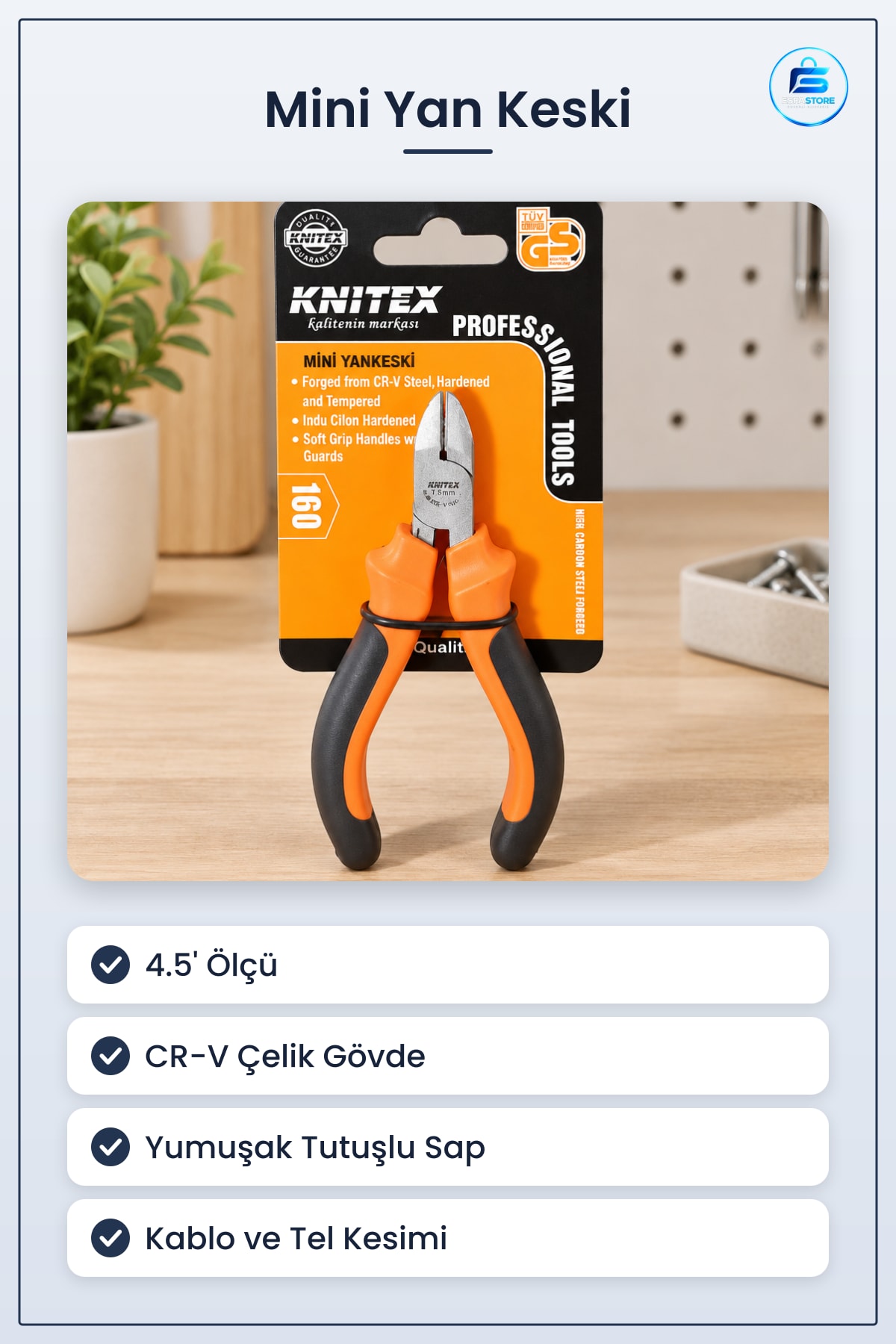 Mini Yan Keski 4.5' Yankeski Kablo Tel Kesici Manuel Hırdavat El Aleti Tamir Kesme Aracı