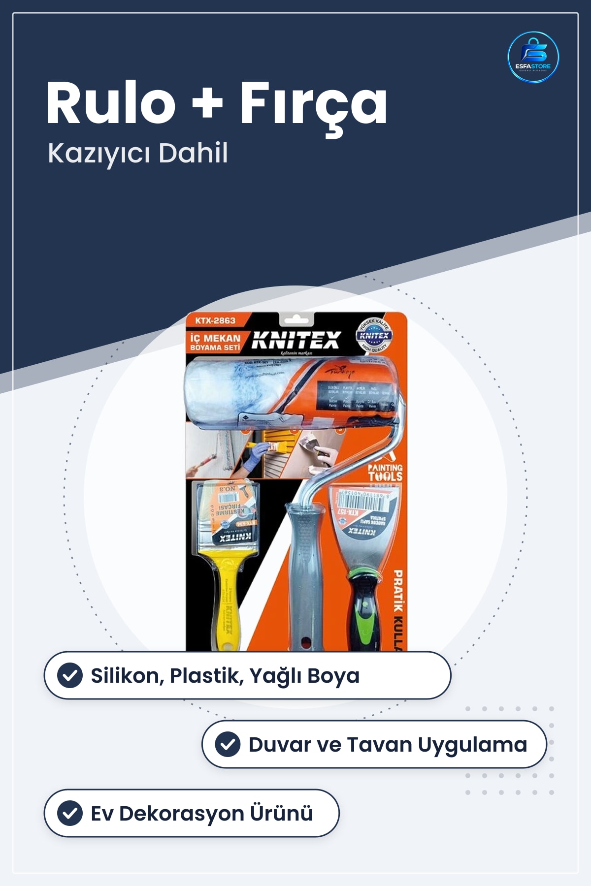 İç Mekan Boyama Seti Fırça Rulo Kazıyıcı Duvar Tavan Boya Uygulama Aleti Ev Dekorasyon Ürünü