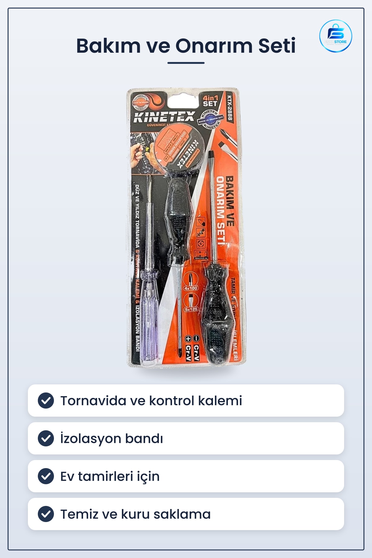 Bakım ve Onarım Seti Tornavida Kontrol Kalemi İzolasyon Bandı Ev Hırdavat Avadanlık Takımı