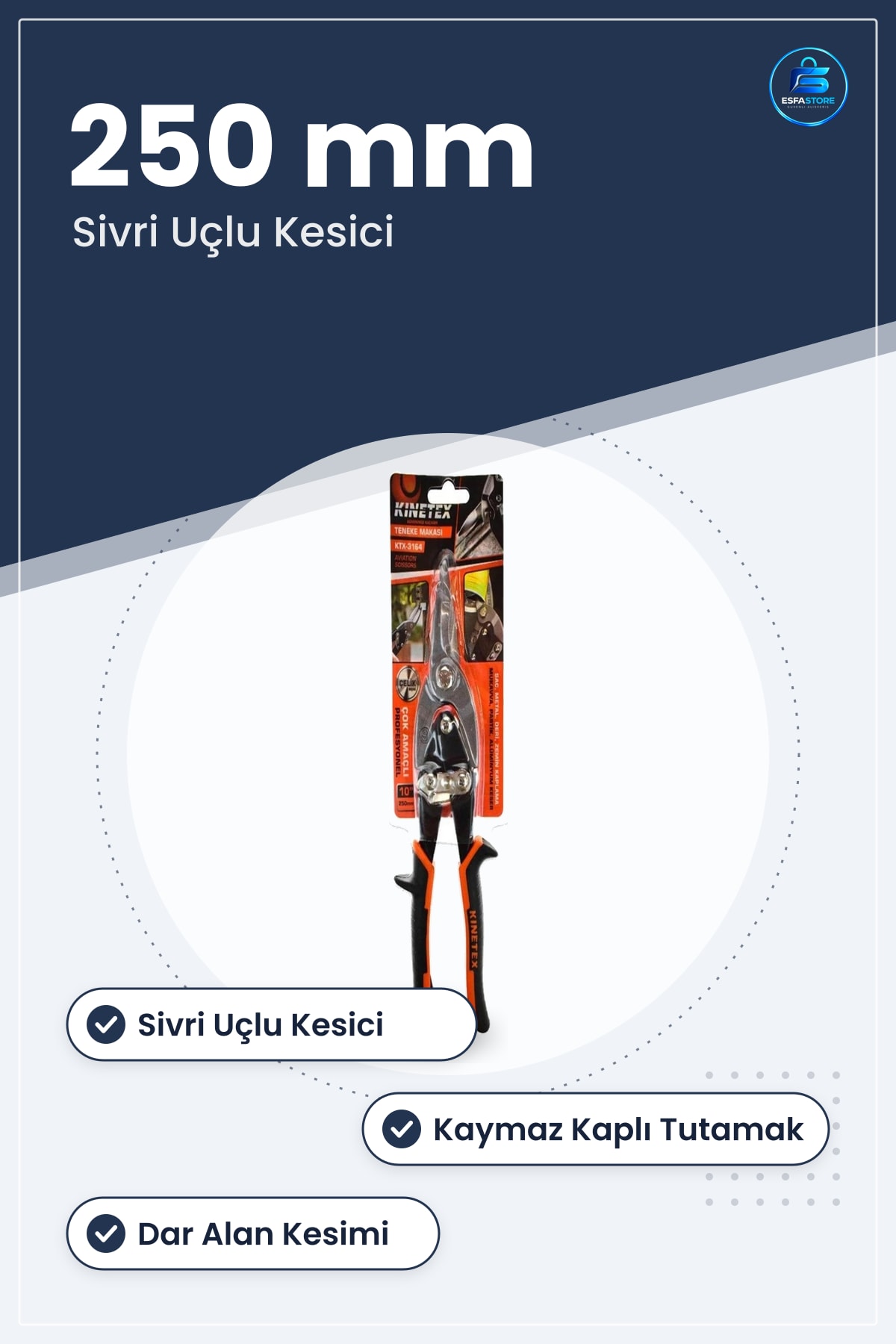Teneke Makası Sivri Uçlu 250 mm İnce Dar Alan Kesim Hırdavat Manuel Kesici Aleti Profesyonel