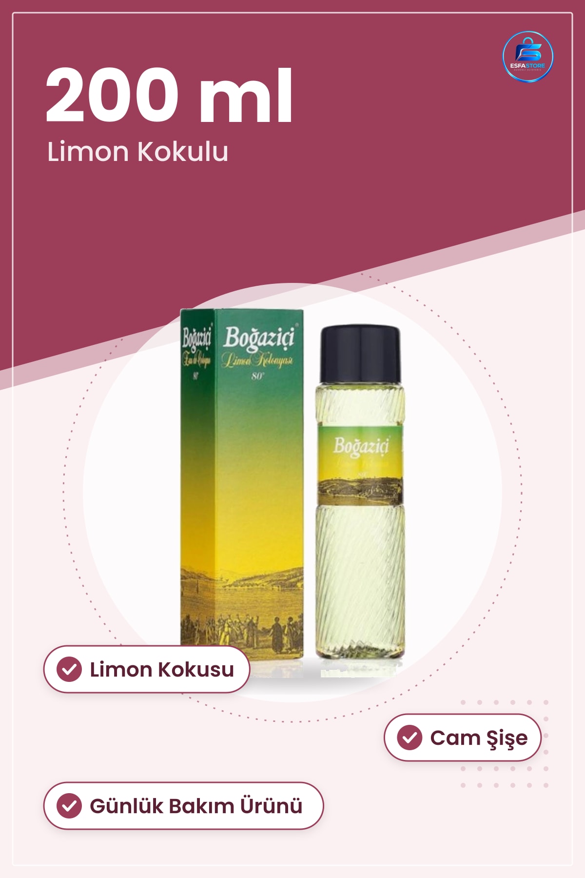 Limon Kolonyası 200 ml Ferahlatıcı Vücut Kişisel Bakım Cam Şişe Parfüm ve Deodorant Ürünü