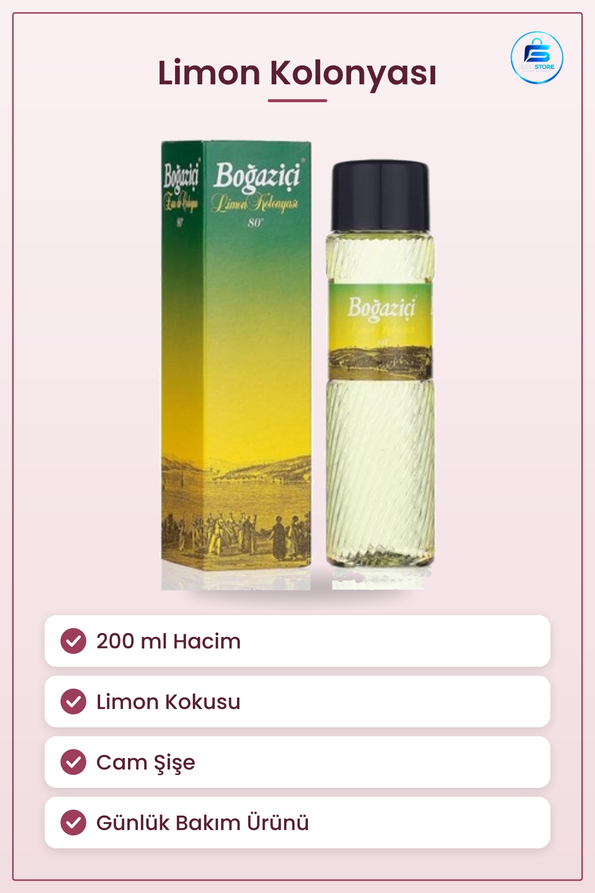 Limon Kolonyası 200 ml Ferahlatıcı Vücut Kişisel Bakım Cam Şişe Parfüm ve Deodorant Ürünü