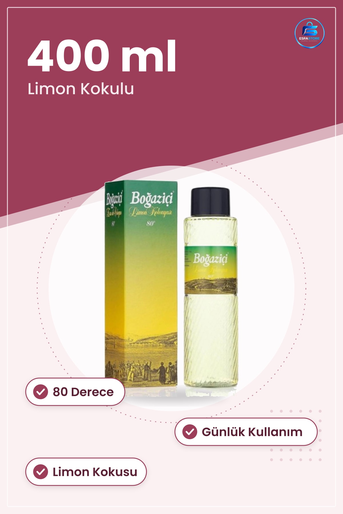 Kolonya 400 ml Limon Kokulu Derece Günlük Kullanım Kişisel Bakım Parfüm Deodorant Ürünü