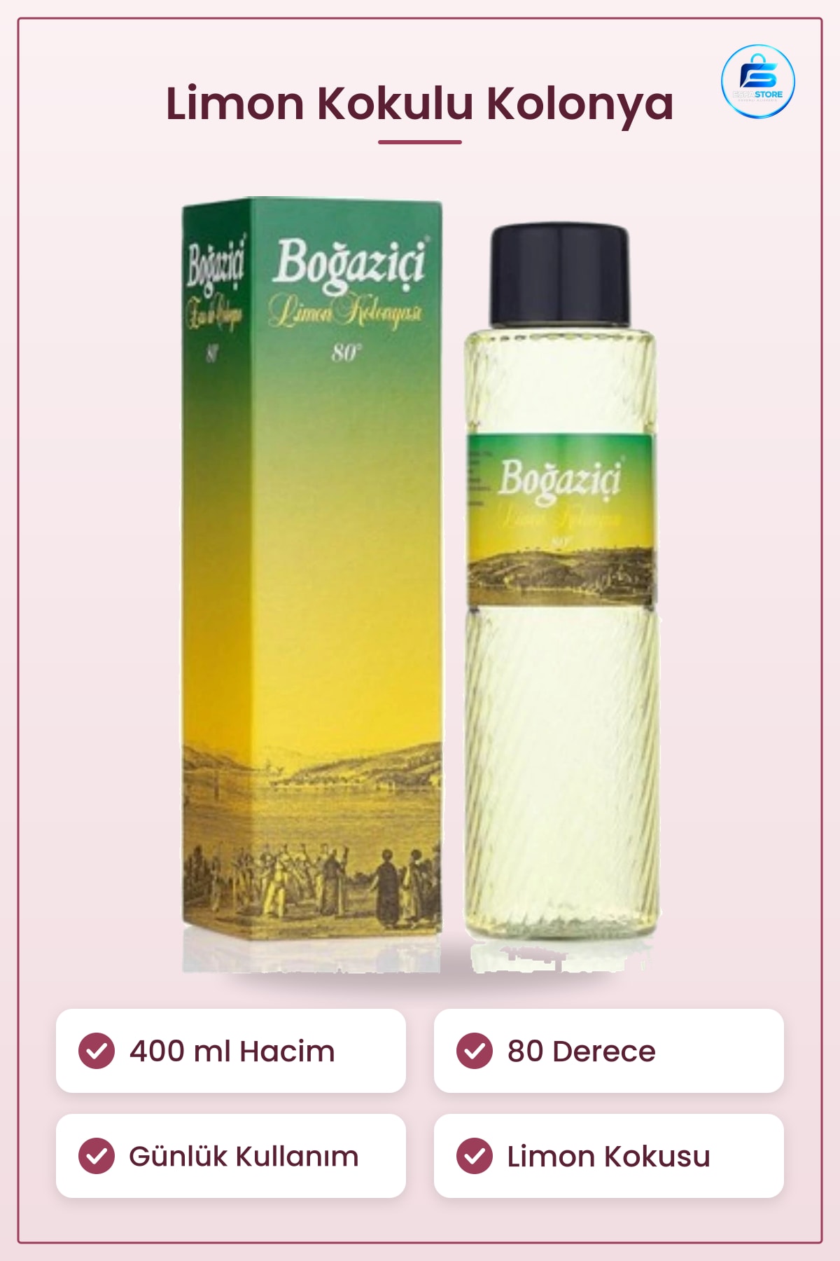 Kolonya 400 ml Limon Kokulu Derece Günlük Kullanım Kişisel Bakım Parfüm Deodorant Ürünü