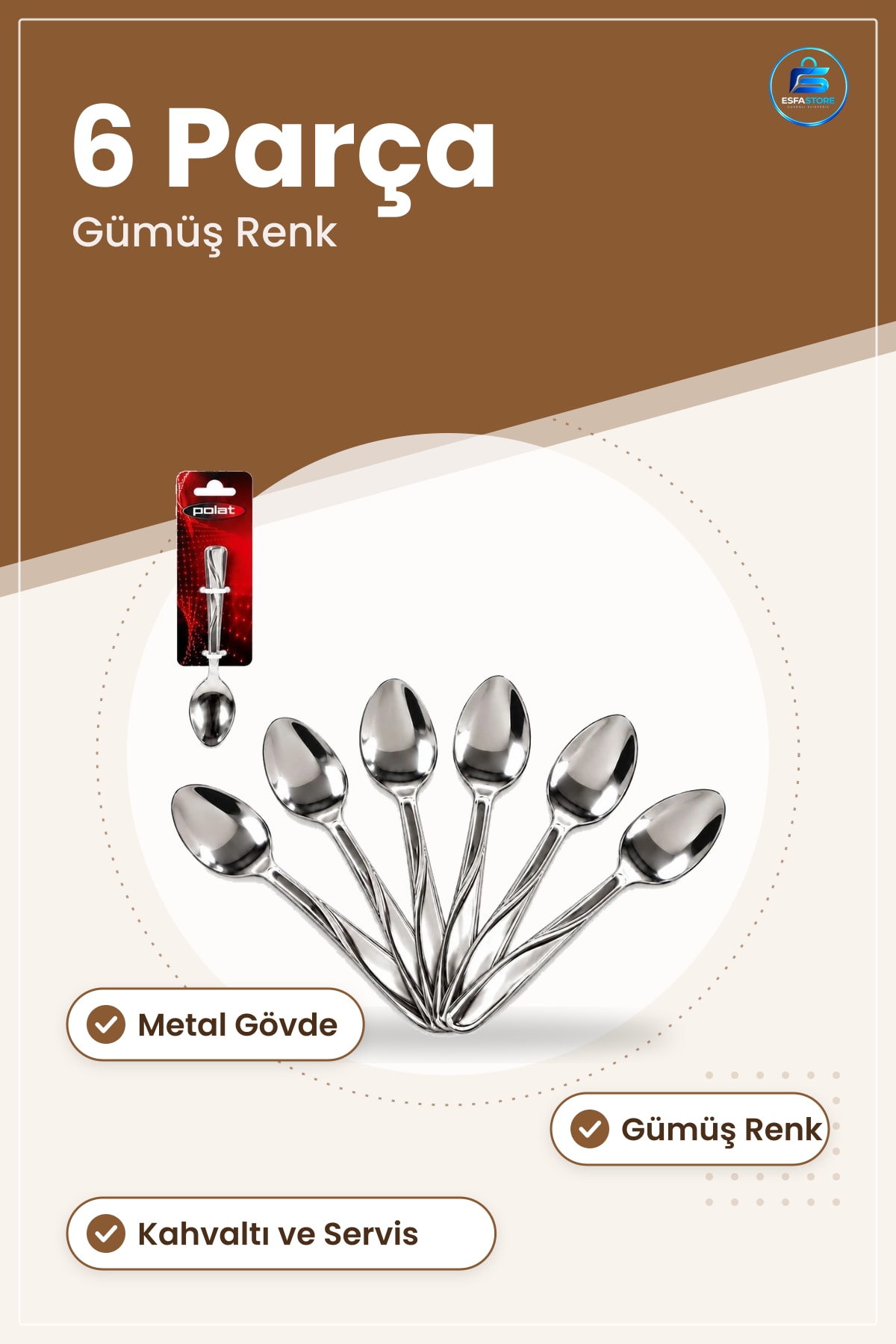 Çay Kaşığı 6 Parça Metal Sofra Seti Mutfak Çatal Bıçak Kaşık Takımı Gümüş Renk Kahvaltı
