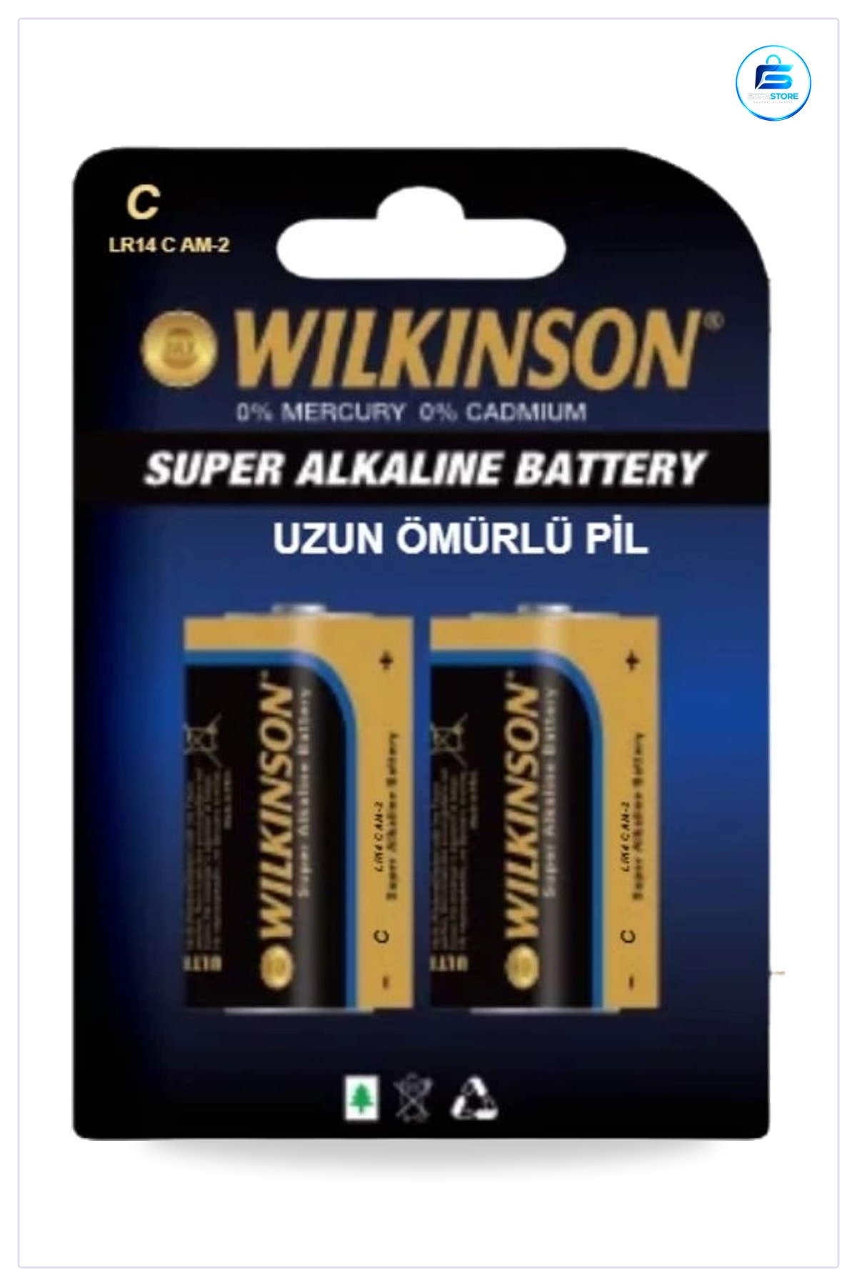 Alkalin Orta C Boy Pil LR14 2 Adet Uzun Ömürlü Cıva ve Kadmiyum İçermez Dayanıklı
