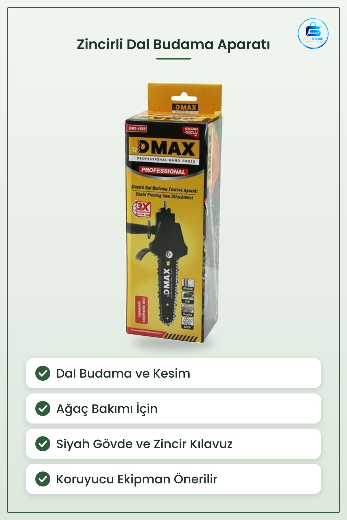 Zincirli Dal Budama Testere Aparatı Ahşap ve Ağaç Kesimi İçin Bahçe Bakım Aksesuarı