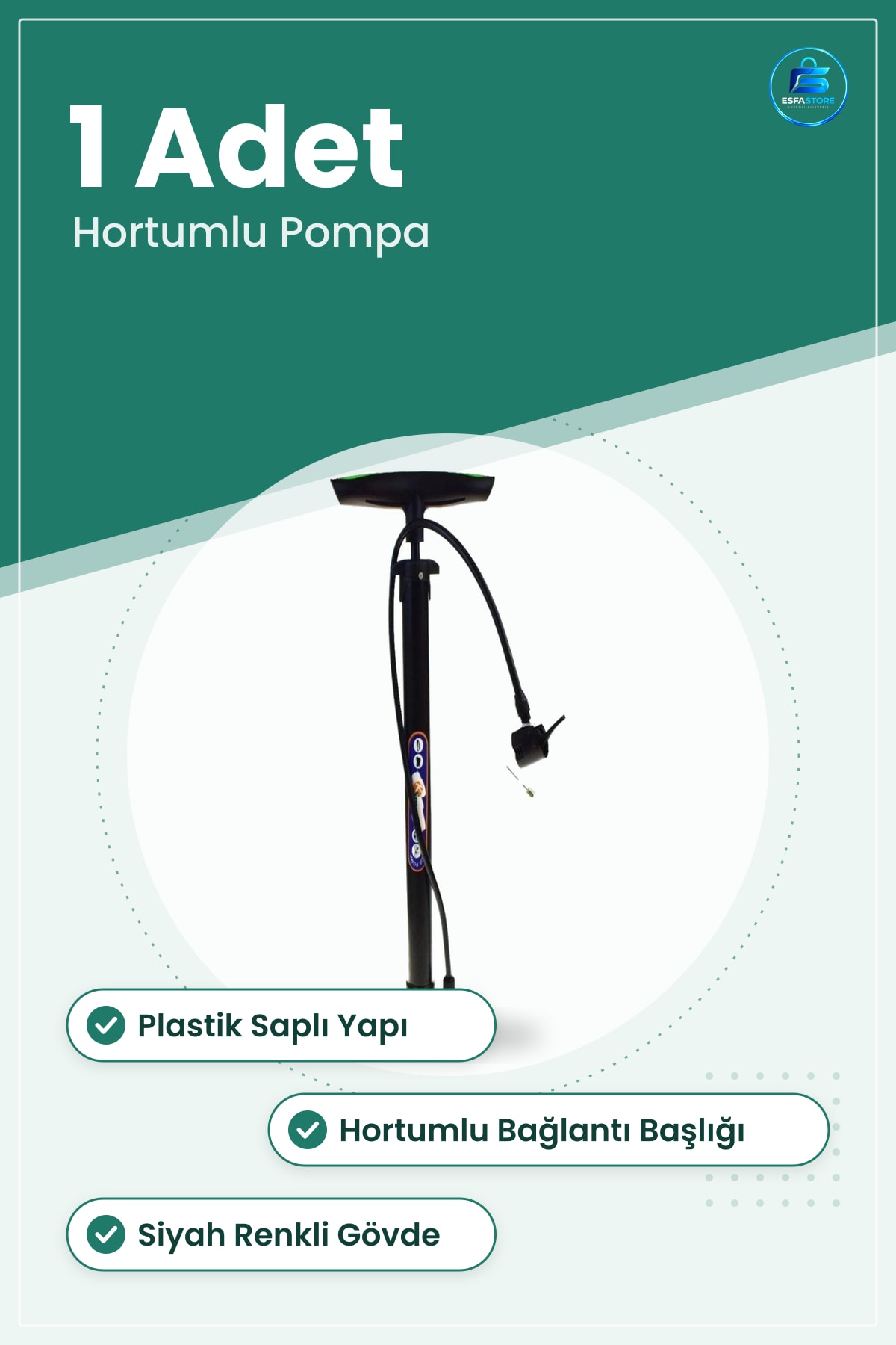Plastik Saplı İran Pompası Bisiklet Aksesuarı Ayaklı Lastik Şişirici Hortumlu Pratik Kullanım
