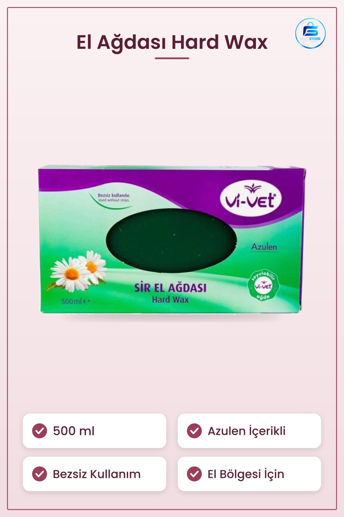 Sir El Ağdası 500 ml Azulenli Hard Wax Ağda Bezsiz Kullanım Tüy Alma Epilasyon Yumuşak Cilt