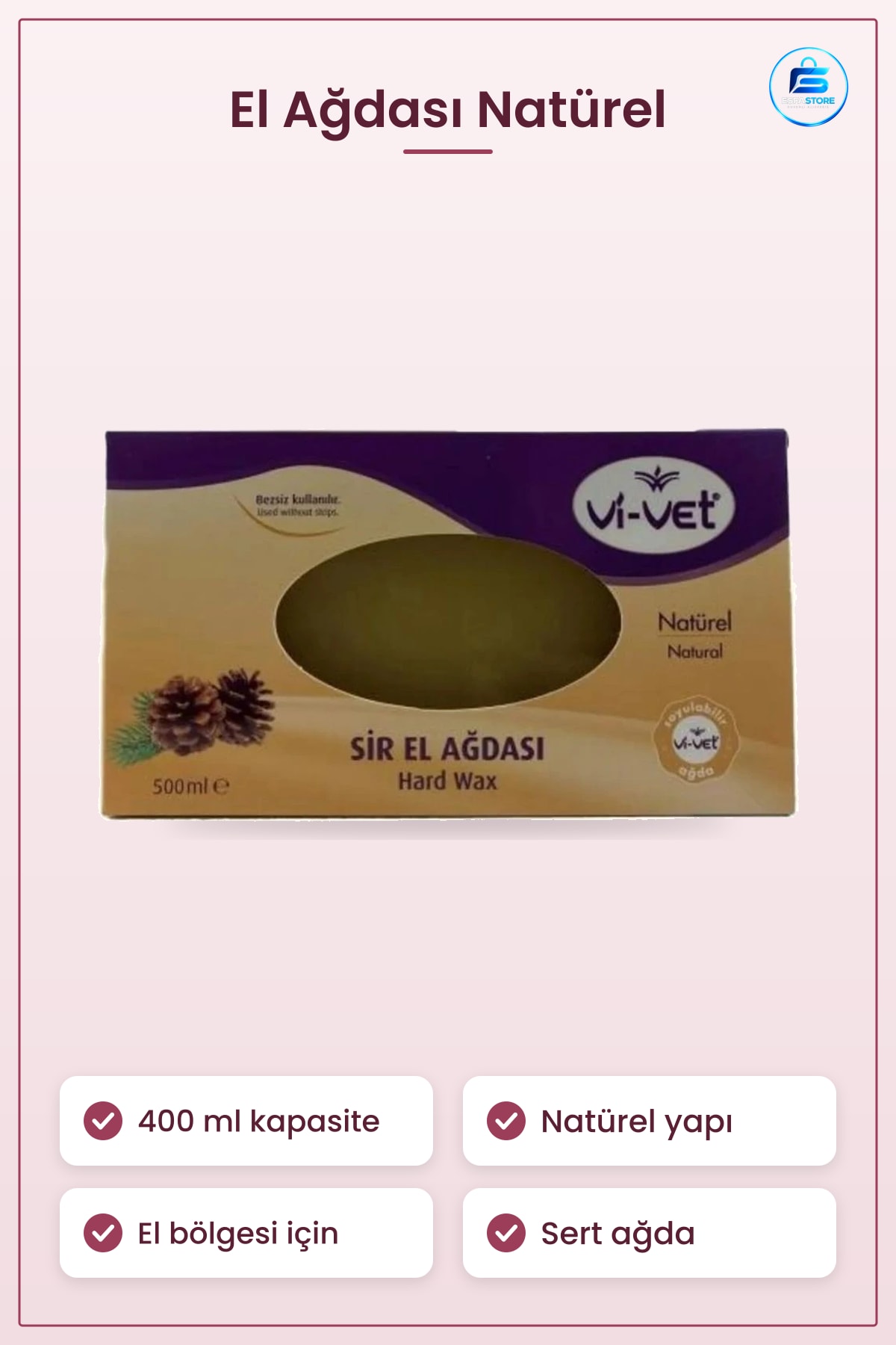 Sir El Ağdası Natürel 400 ml Hard Wax Tüy Alma İşlemleri İçin Cilde Uygulanan Kozmetik Bakım Ürünü