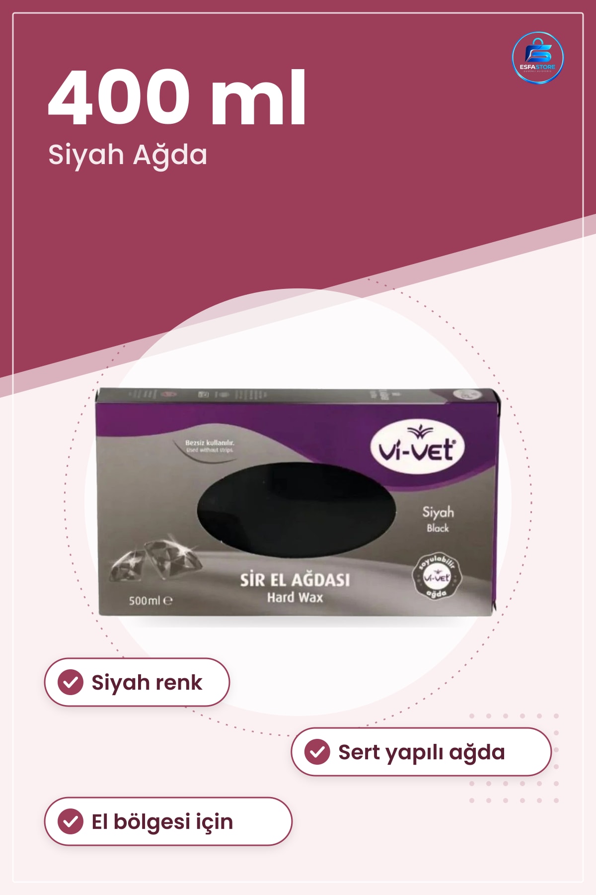 Sir El Ağdası Siyah 400 ml Hard Wax Tüy Alma İşlemleri İçin Cilde Uygulanan Kozmetik Bakım Ürünü