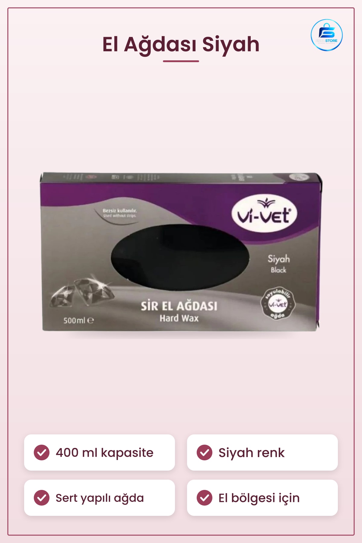 Sir El Ağdası Siyah 400 ml Hard Wax Tüy Alma İşlemleri İçin Cilde Uygulanan Kozmetik Bakım Ürünü
