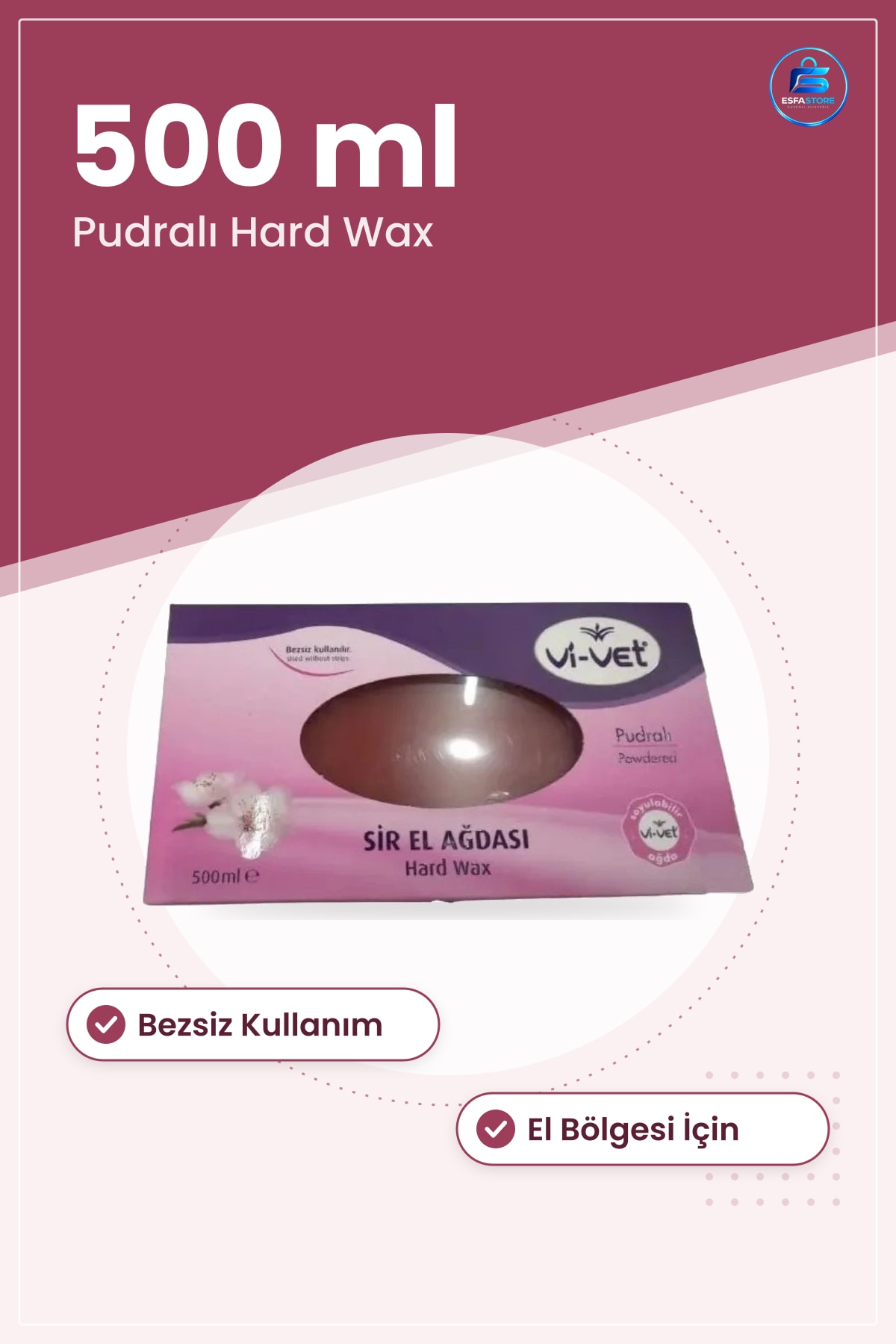 Sir El Ağdası Pudralı 500 ml Hard Wax Ağda Bezsiz Kullanım Tüy Alma Epilasyon Yumuşak Cilt