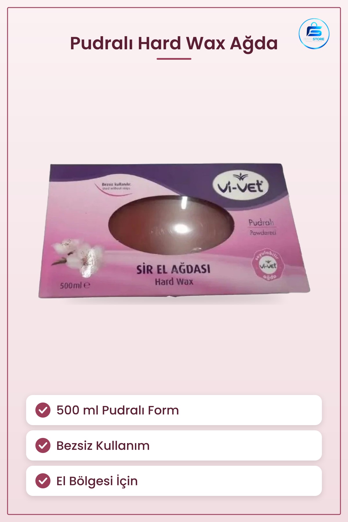 Sir El Ağdası Pudralı 500 ml Hard Wax Ağda Bezsiz Kullanım Tüy Alma Epilasyon Yumuşak Cilt