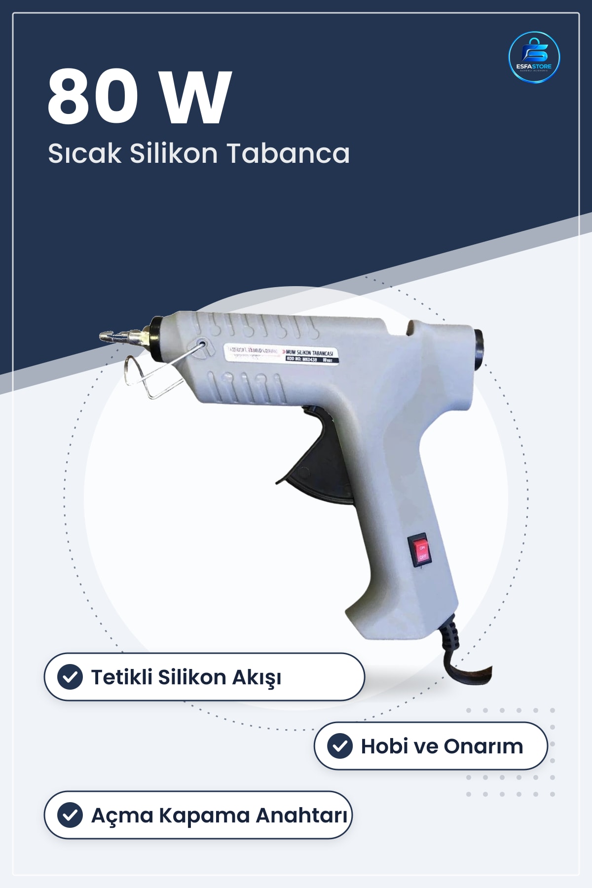 Sıcak Silikon Tabancası 80 W Hobi Onarım El İşi Tamir Yapıştırma Ev Atölye Kullanım Pratik