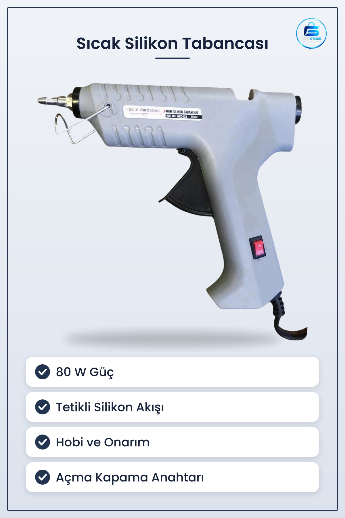 Sıcak Silikon Tabancası 80 W Hobi Onarım El İşi Tamir Yapıştırma Ev Atölye Kullanım Pratik
