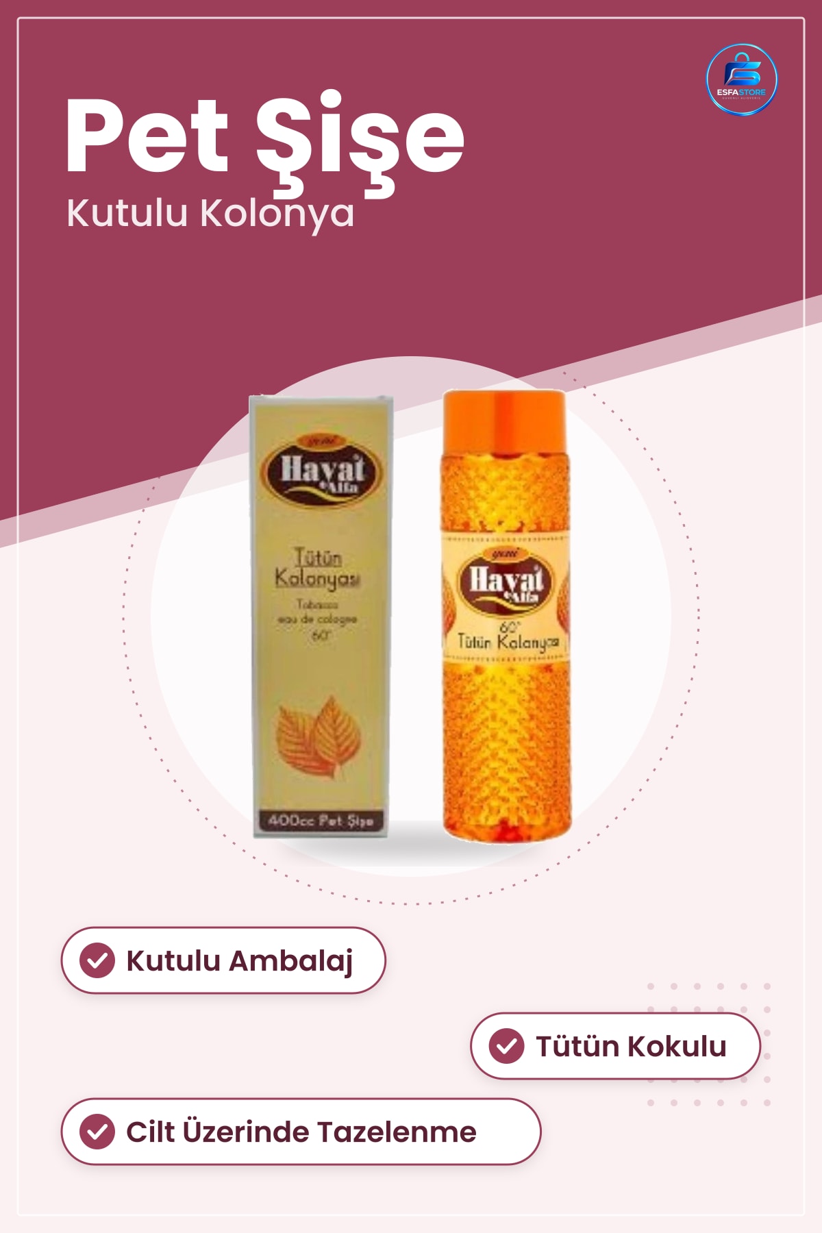 Kolonya Tütün Kolonyası cc Kutulu Pet Şişe Kişisel Bakım Parfüm ve Deodorant Ürünü