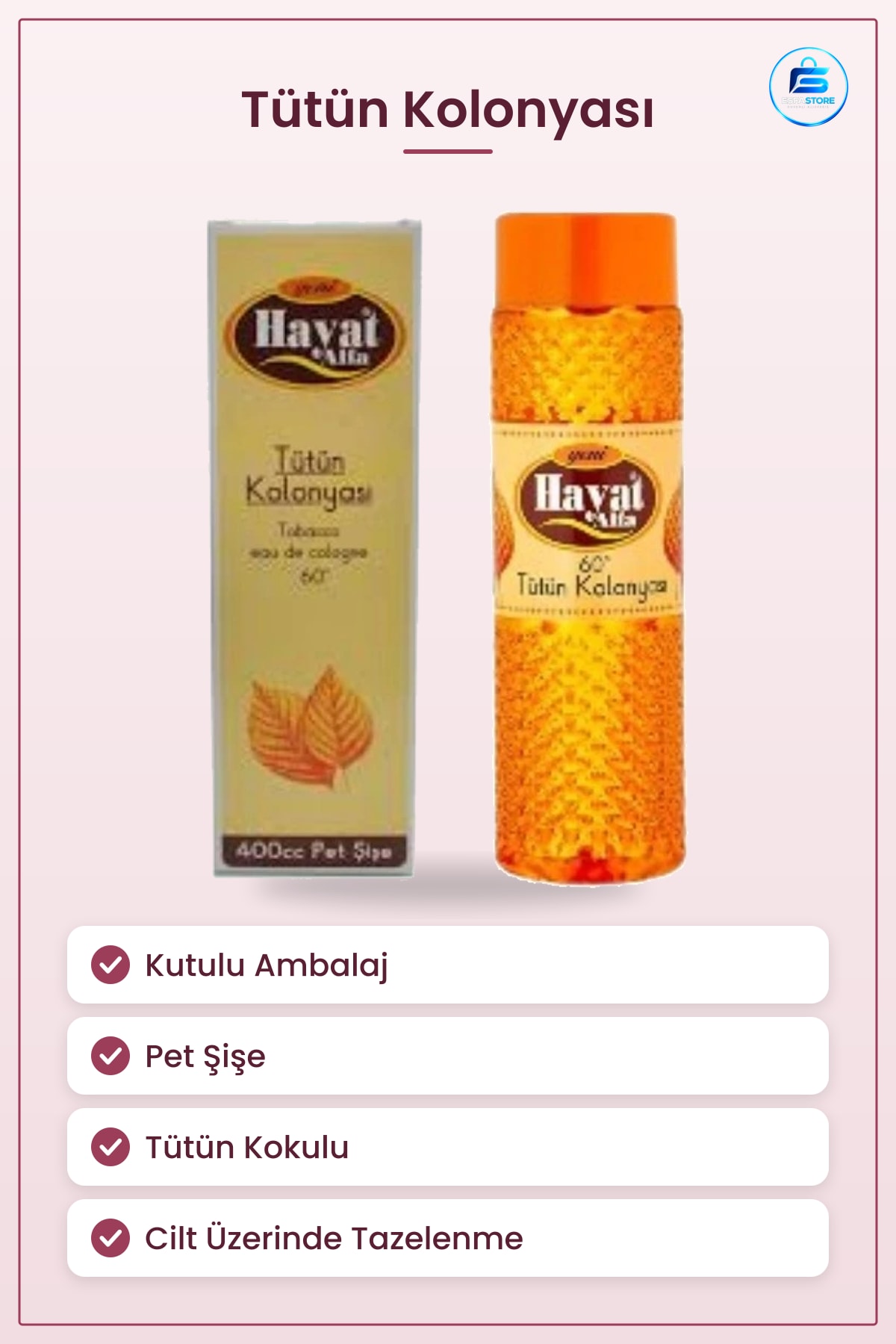 Kolonya Tütün Kolonyası cc Kutulu Pet Şişe Kişisel Bakım Parfüm ve Deodorant Ürünü