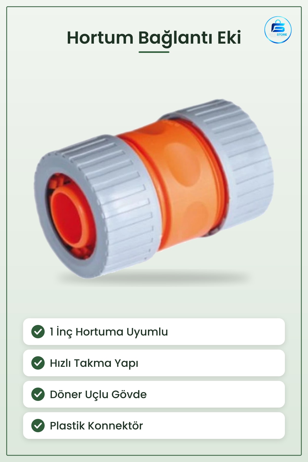 Hortum Bağlantısı 1" Lüks Hızlı Eki Bahçe Sulama Aparatı Güvenli Pratik Plastik Konnektör