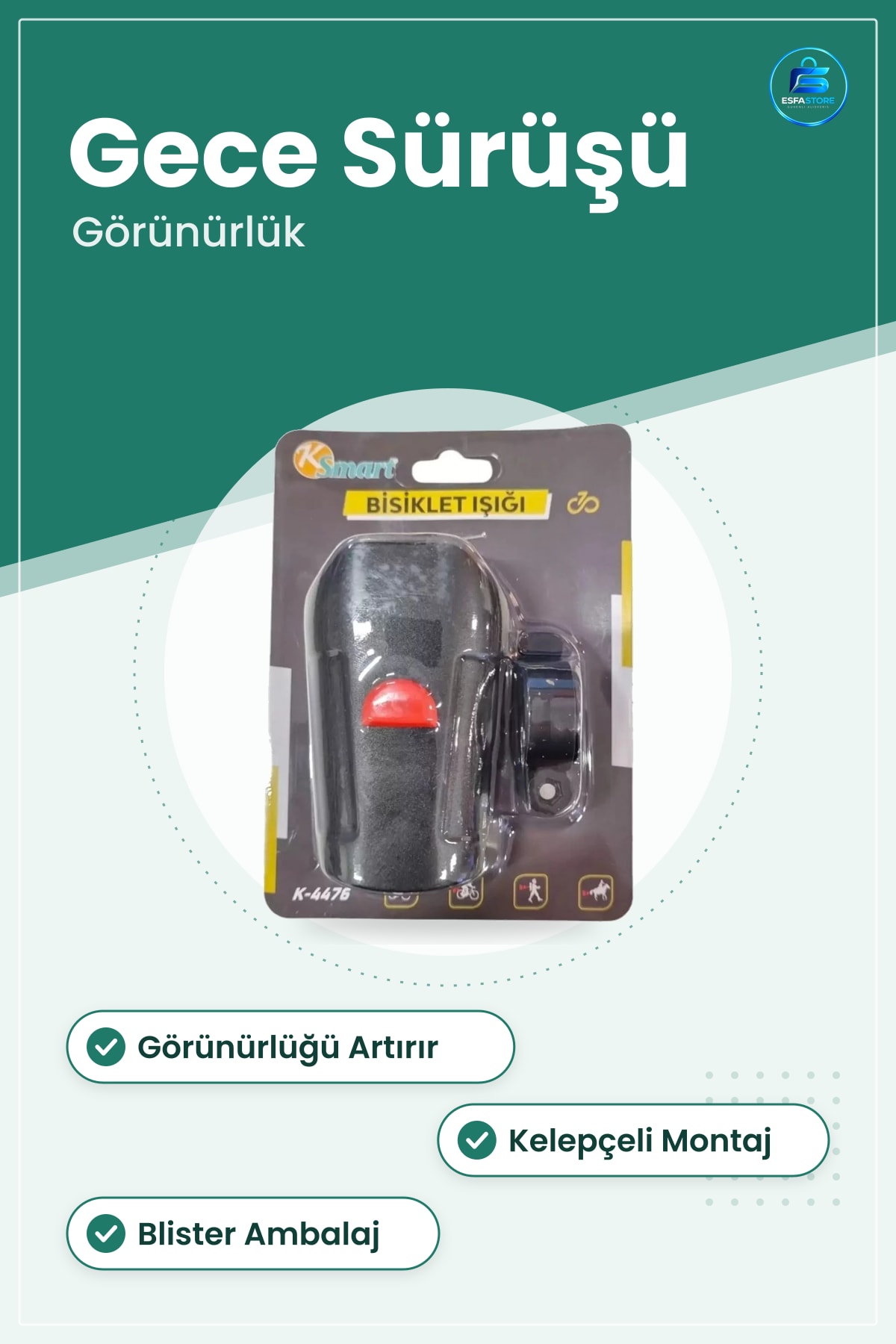 Bisiklet Farı Işığı Gece Sürüşü İçin Güvenlik Aksesuarı Pratik Kullanım Aydınlatma