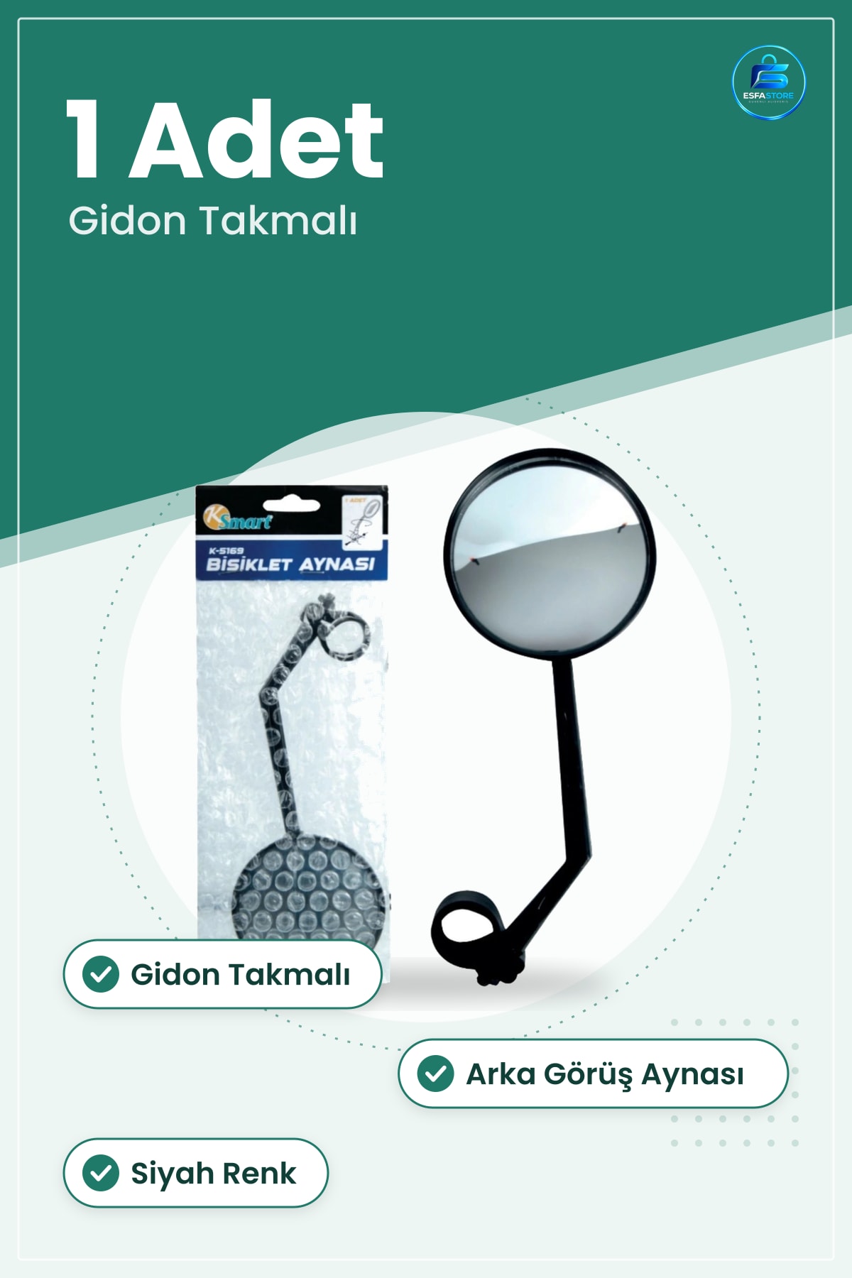 Bisiklet Aynaı Gidon Takmalı Arka Görüş Dıkiz Siyah 1 Adet Sürüş Güvenliği Aksesuarı