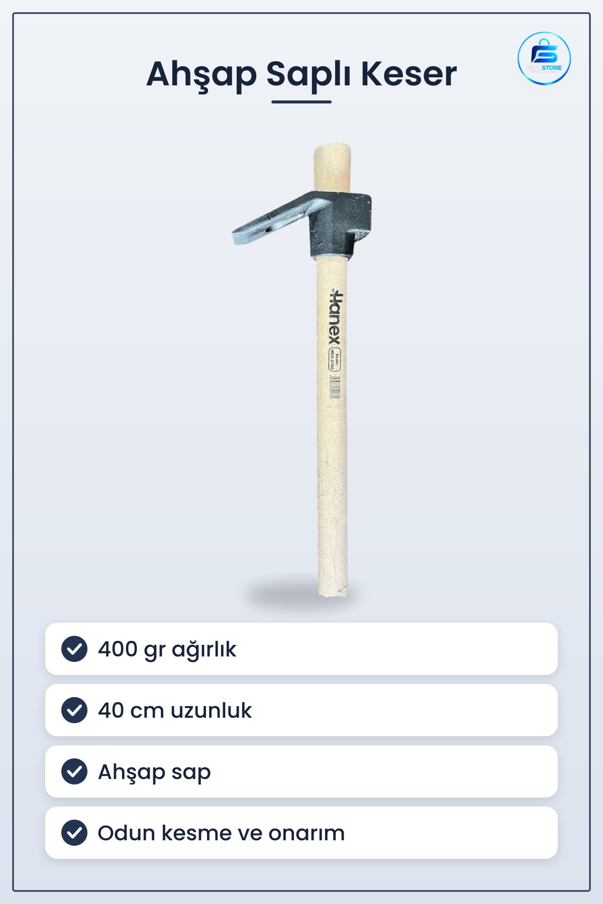 Keser 400 gr 40 cm Balta Ahşap Saplı Hırdavat Onarım Odun Kesme Manuel El Aleti Ağaç