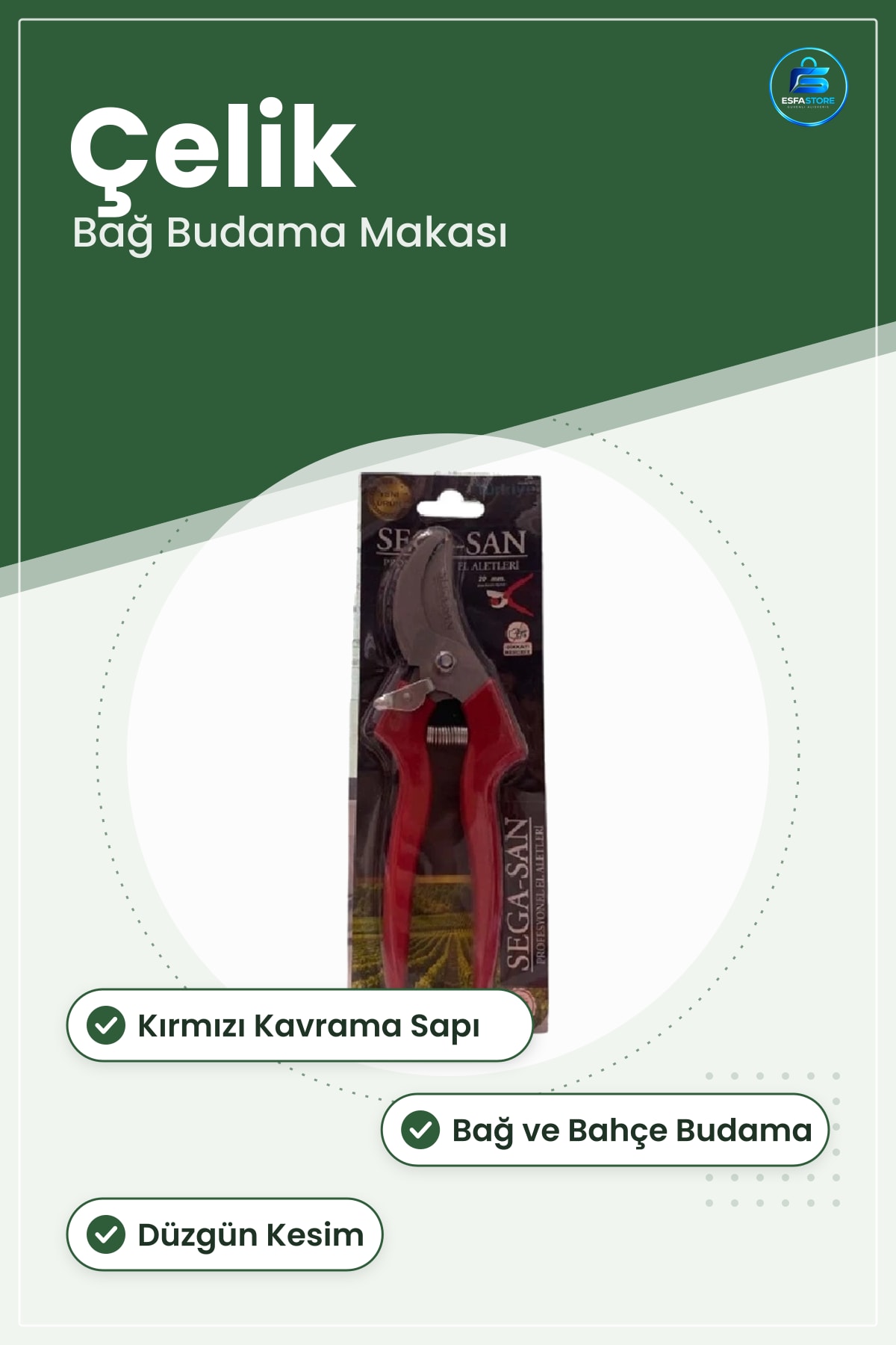 Budama Makası Lüx Bağ Kesim Kırmızı Saplı Çelik Profesyonel Bahçe Ağaç Dal Bakım Aracı