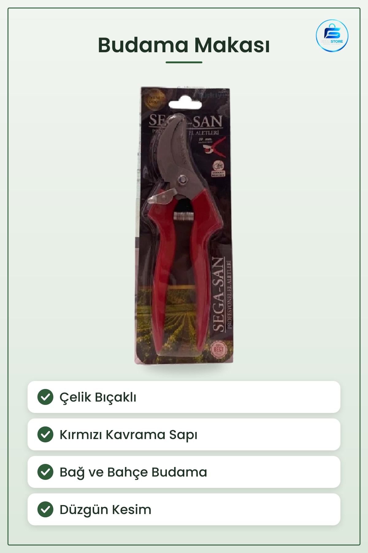 Budama Makası Lüx Bağ Kesim Kırmızı Saplı Çelik Profesyonel Bahçe Ağaç Dal Bakım Aracı