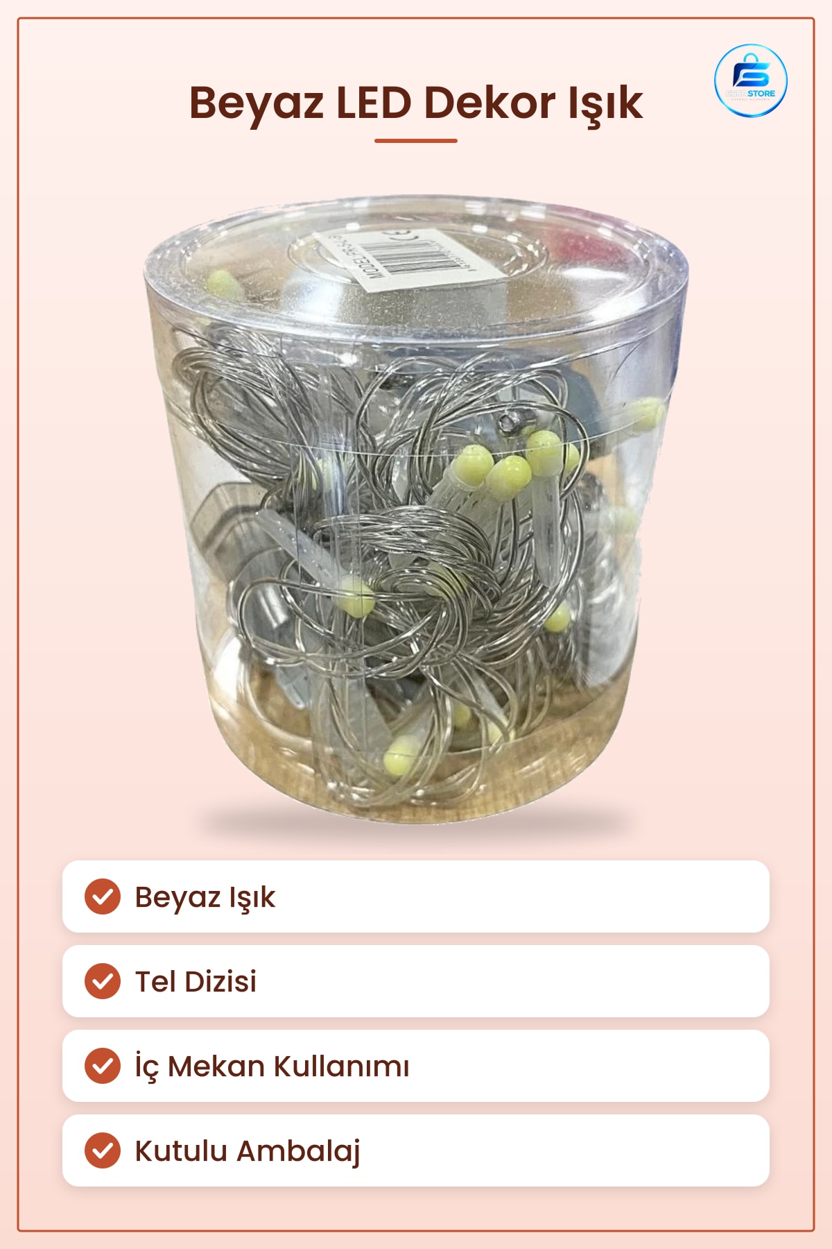 LED Işık Beyaz Dekor Tel Dizisi Ev Parti İç Mekan Dekoratif Aydınlatma Süsleme Kutulu