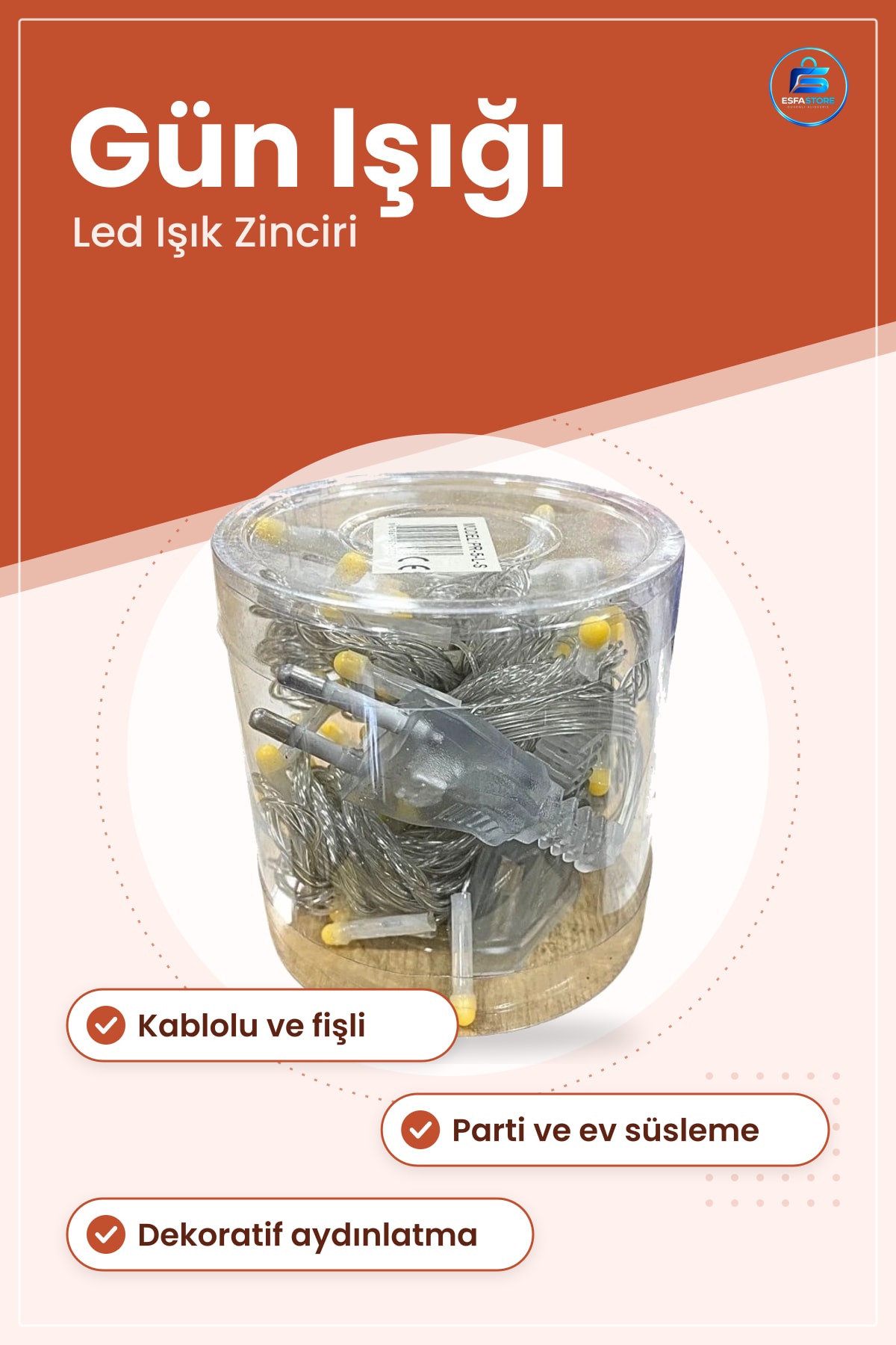 Gün Işığı Tonlu Dekoratif Led Işık Zinciri Parti Süsleme Ev Dekorasyonu Aydınlatma Hediyelik