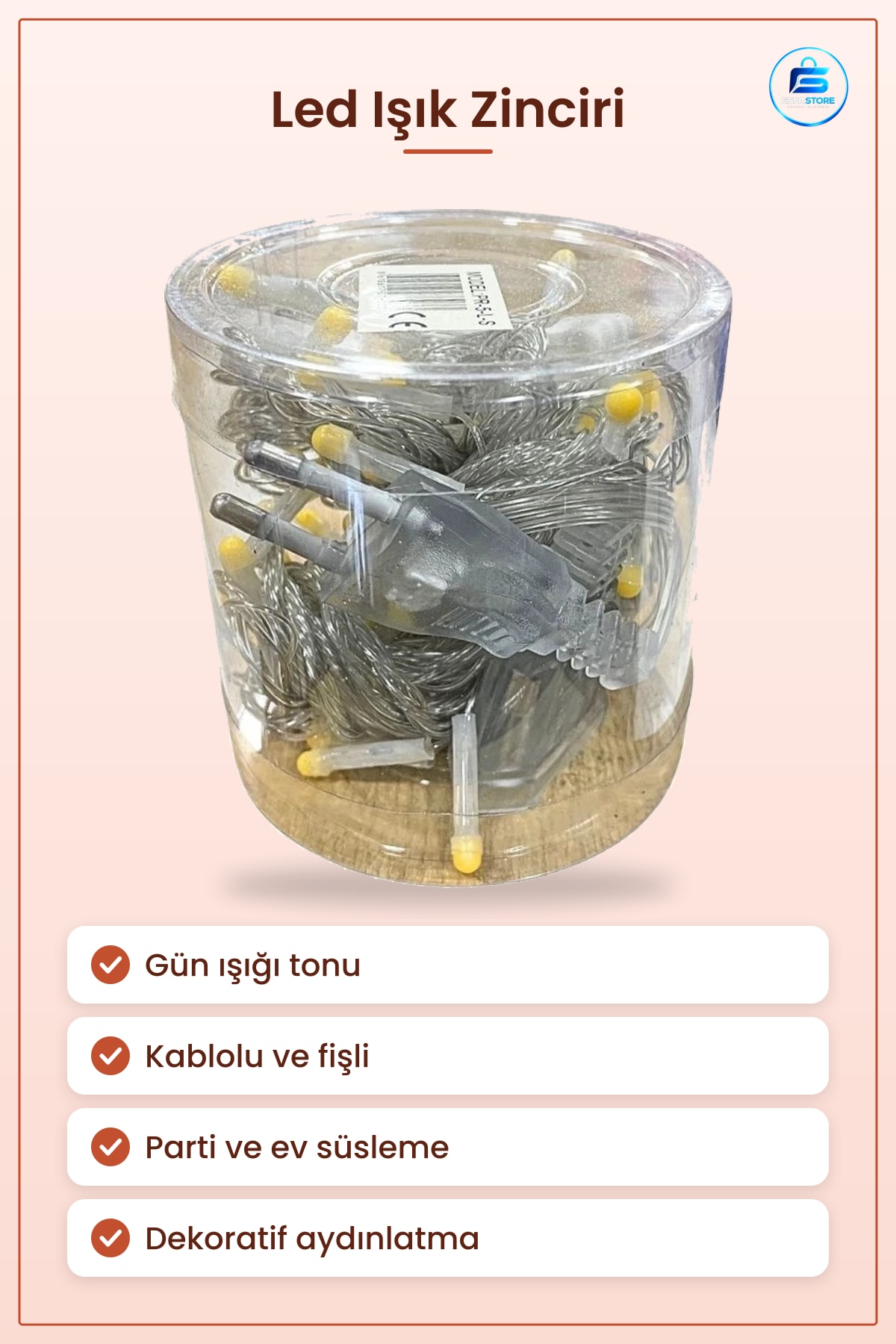 Gün Işığı Tonlu Dekoratif Led Işık Zinciri Parti Süsleme Ev Dekorasyonu Aydınlatma Hediyelik