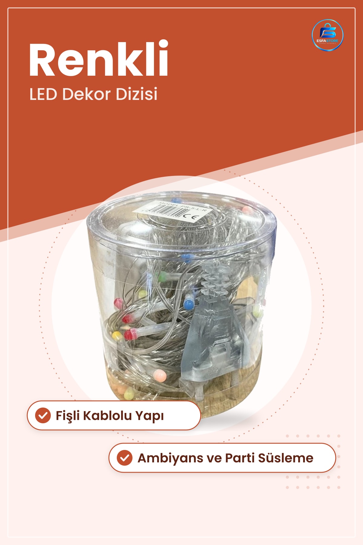 Led Işık Renkli Dekor Dizi Ev Mekan Ambiyans Aydınlatma Parti Süsleme Fişli Kablolu