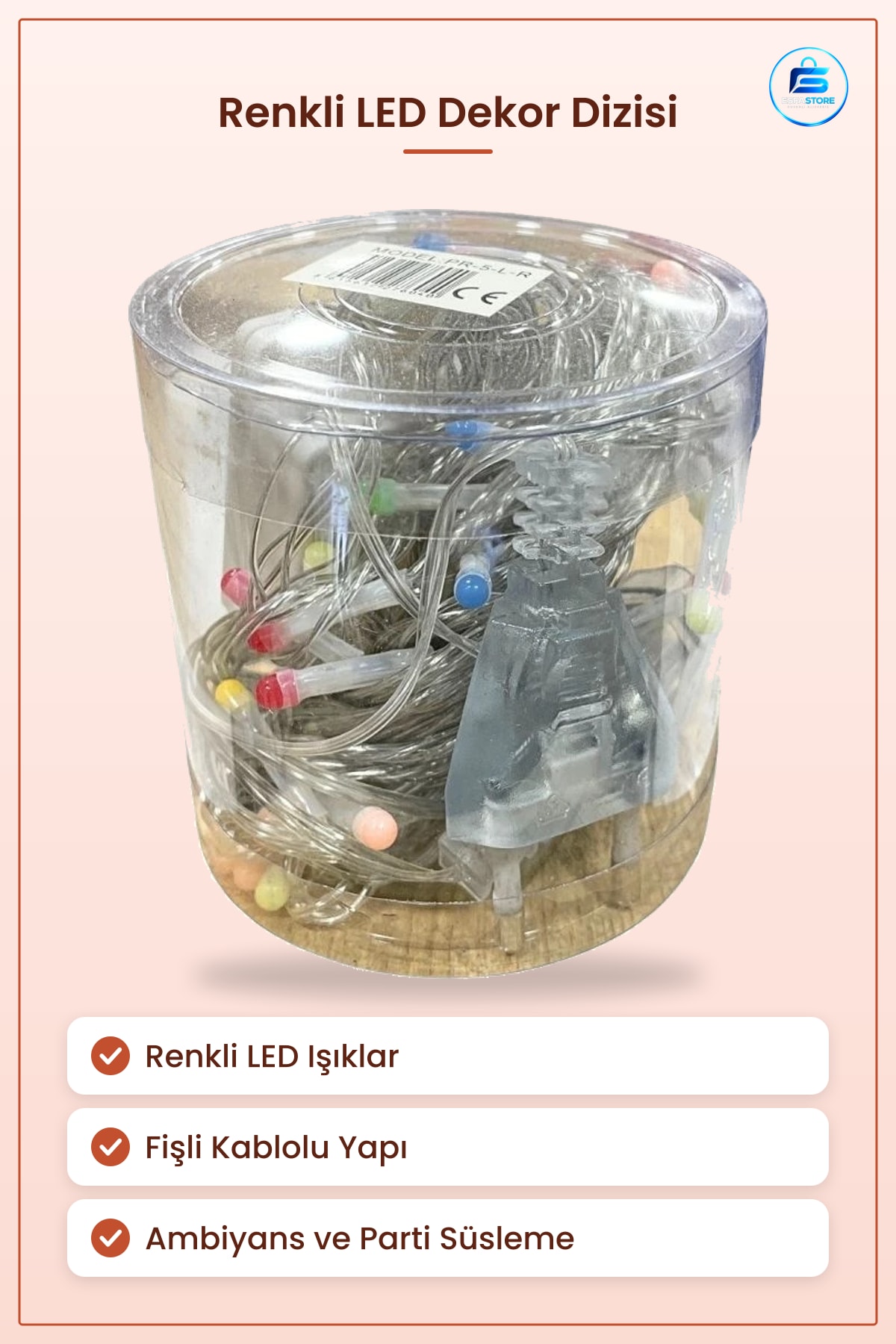 Led Işık Renkli Dekor Dizi Ev Mekan Ambiyans Aydınlatma Parti Süsleme Fişli Kablolu