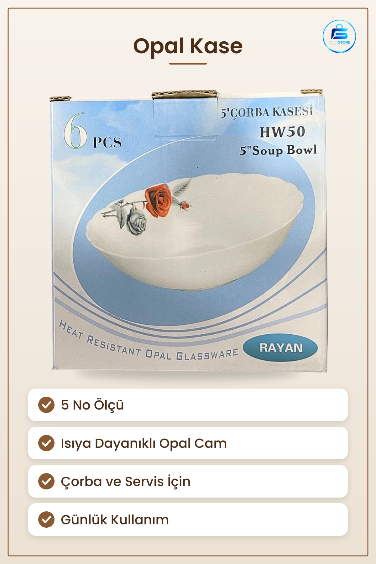Opal Kase 5 No Isıya Dayanıklı Çorba Servis Mutfak Sofra Sunum Yemek Günlük Kullanım
