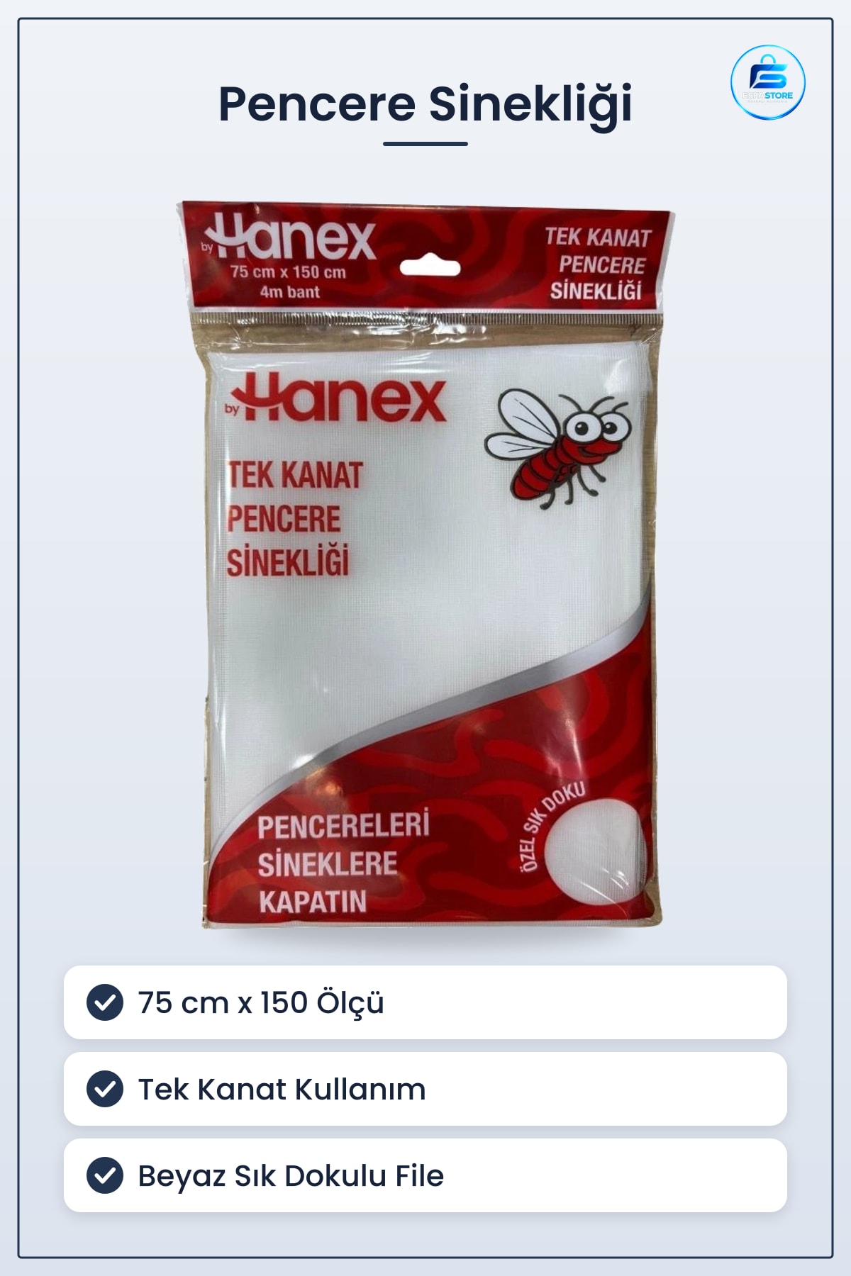 Tek Kanat Pencere Sinekliği 75 cm x 150 Sinek Perdesi 4 m Bant Balkon Mutfak Yatak Odası