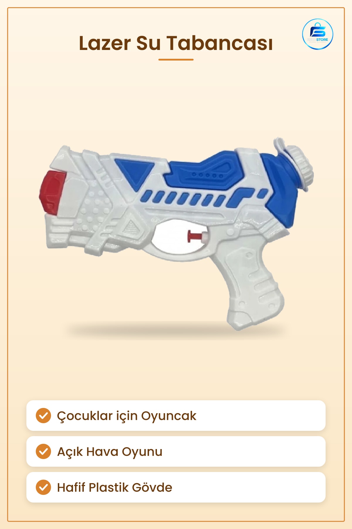 Lazer Su Tabancası Çocuklar İçin Yaz Oyuncağı Açık Hava Eğlence Silahı Pratik Kullanım