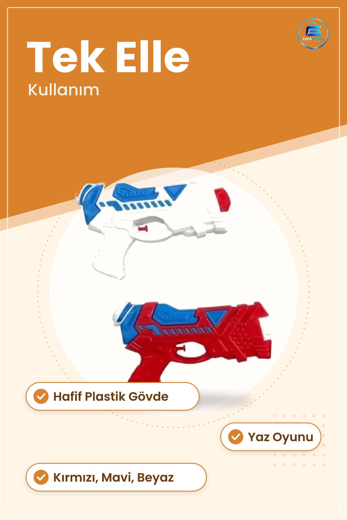 Su Tabancası Oyuncak Silah Çocuklar İçin Plastik Yaz Oyunu Kırmızı Mavi Beyaz Renkli