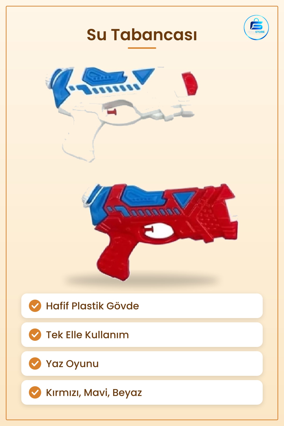 Su Tabancası Oyuncak Silah Çocuklar İçin Plastik Yaz Oyunu Kırmızı Mavi Beyaz Renkli
