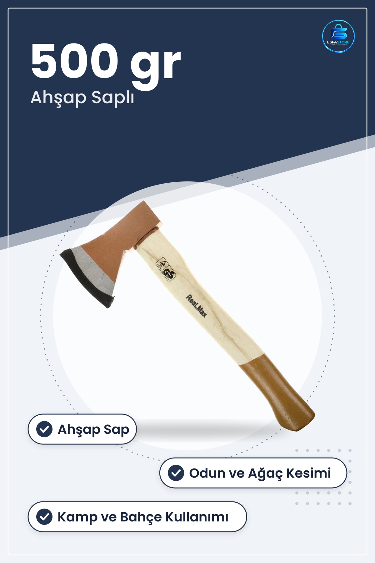 Balta 500 gr Ahşap Saplı Kamp Odun Kesme Bahçe Ağaç Kesim Hırdavat El Aleti Ev Atölye