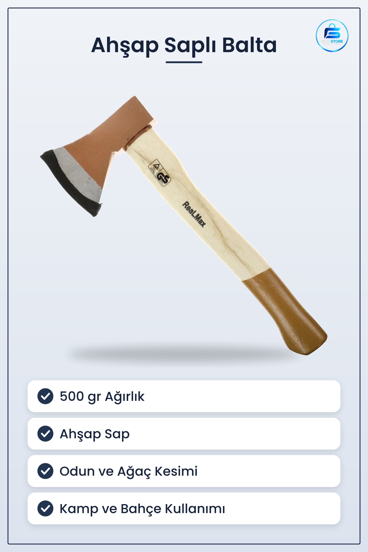 Balta 500 gr Ahşap Saplı Kamp Odun Kesme Bahçe Ağaç Kesim Hırdavat El Aleti Ev Atölye