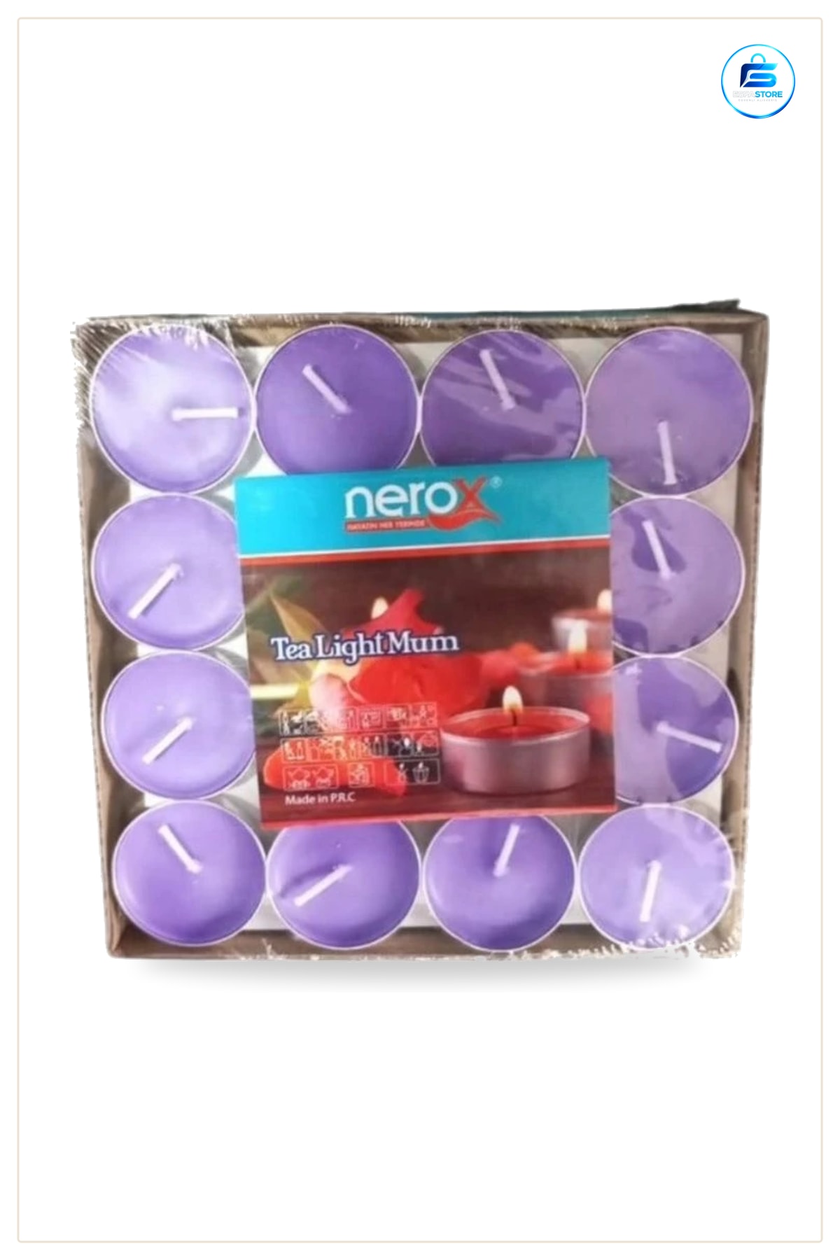 Tea Light Mum 32'li Mor Renk Dekoratif Çay Mumu Seti Ev Dekorasyonu Masa Süsü Kandil